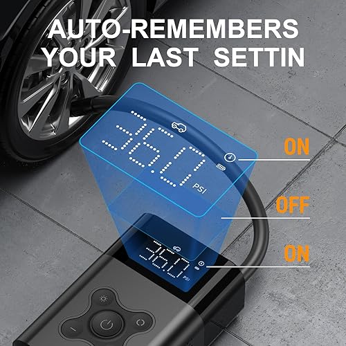 Miniatura 6 de Inflador de neumáticos, compresor de aire portátil, bomba de aire de 150 PSI para automóvil, bomba de bicicleta eléctrica con medidor digital de