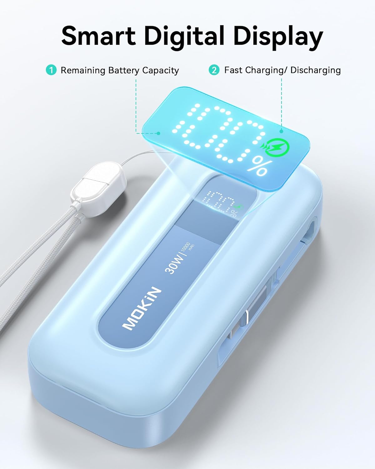 Portable Charger, 10000mAh 30W Power Bank Fast Charging, Phone Battery Pack with Built in Retractable Cable, 4 Outputs, Travel Powerbank USB C for iPhone 17 16 15 14 13 iPad Pro MacBook Air Samsung - Image 5