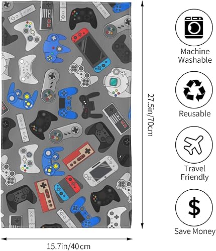 Miniatura 4 de Perinsto Toalla de mano decorativa para control de videojuegos, fondo gris, multiusos para baño, cocina, gimnasio y spa, 27.5 x 15.7 pulgadas