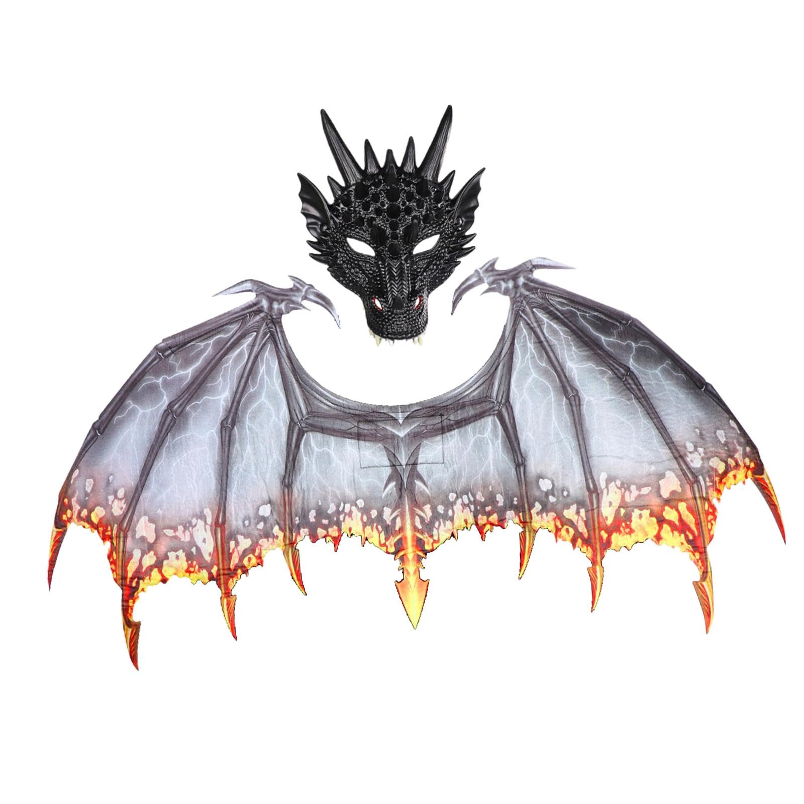 Costume Da Drago per Adulti, Maschera Da Dinosauro con Cinturino Elastico, Oggetti di Scena, Travestimento con di Drago per Bomboni