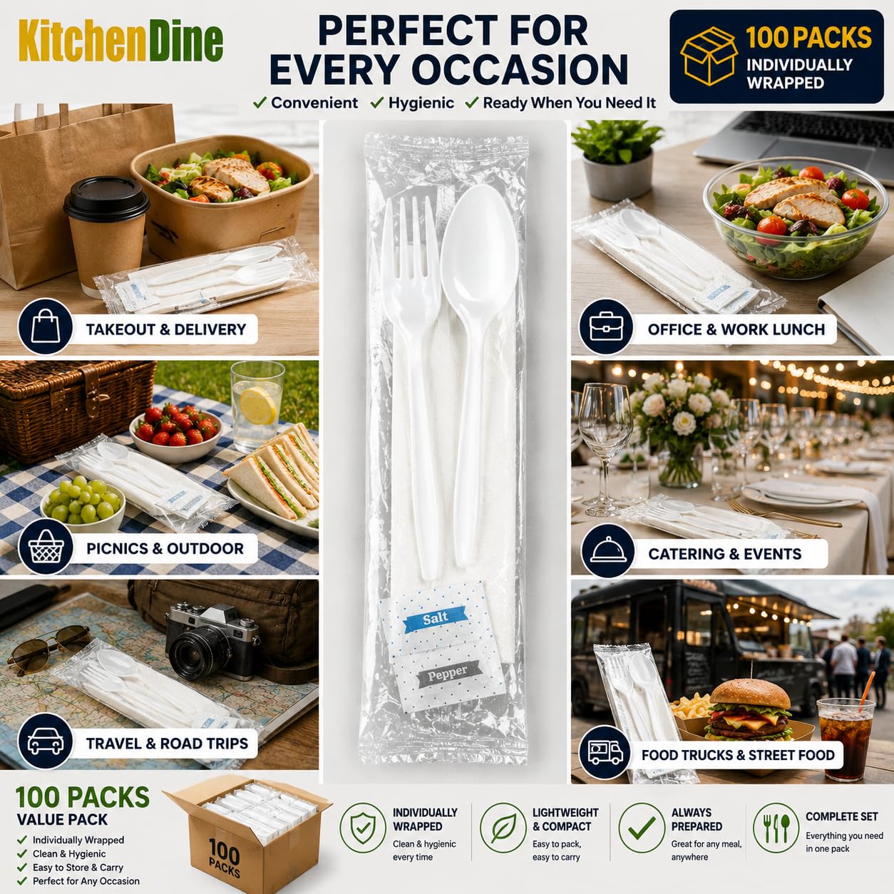 Disposable Cutlery Set - 100 Piece Pack -8