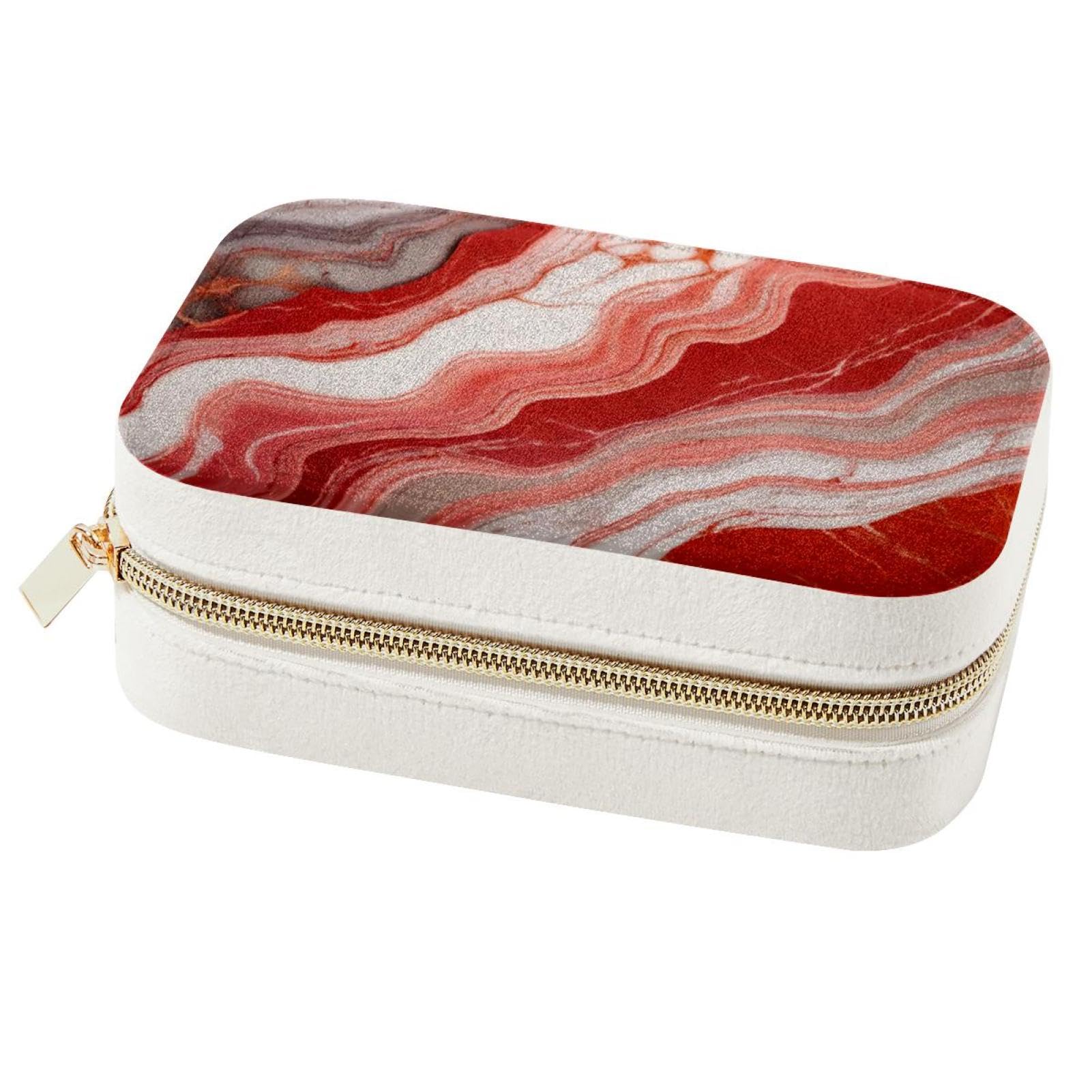 Support rangement bijoux marbre rouge double couche et spacieux