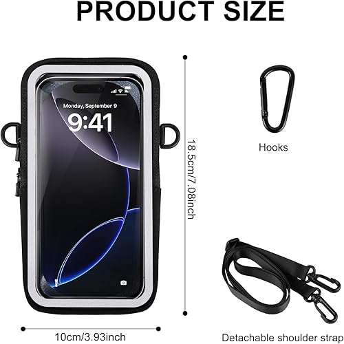 Miniatura 6 de Soporte para teléfono celular con banda para el brazo, bolsa cruzada transparente para teléfono para correr, caminar y entrenar, brazalete ajustable