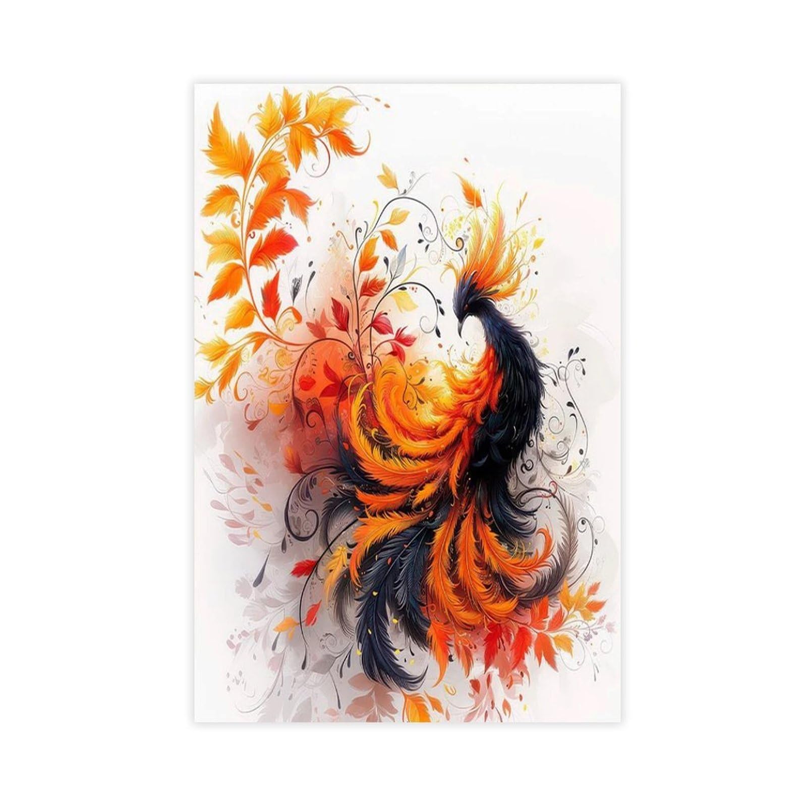 Bareronor Phoenix Mythical Fiery Bird Canvas Poster Bedroom Decor Landscape Office Room Decor Gift 12" L X 18" W