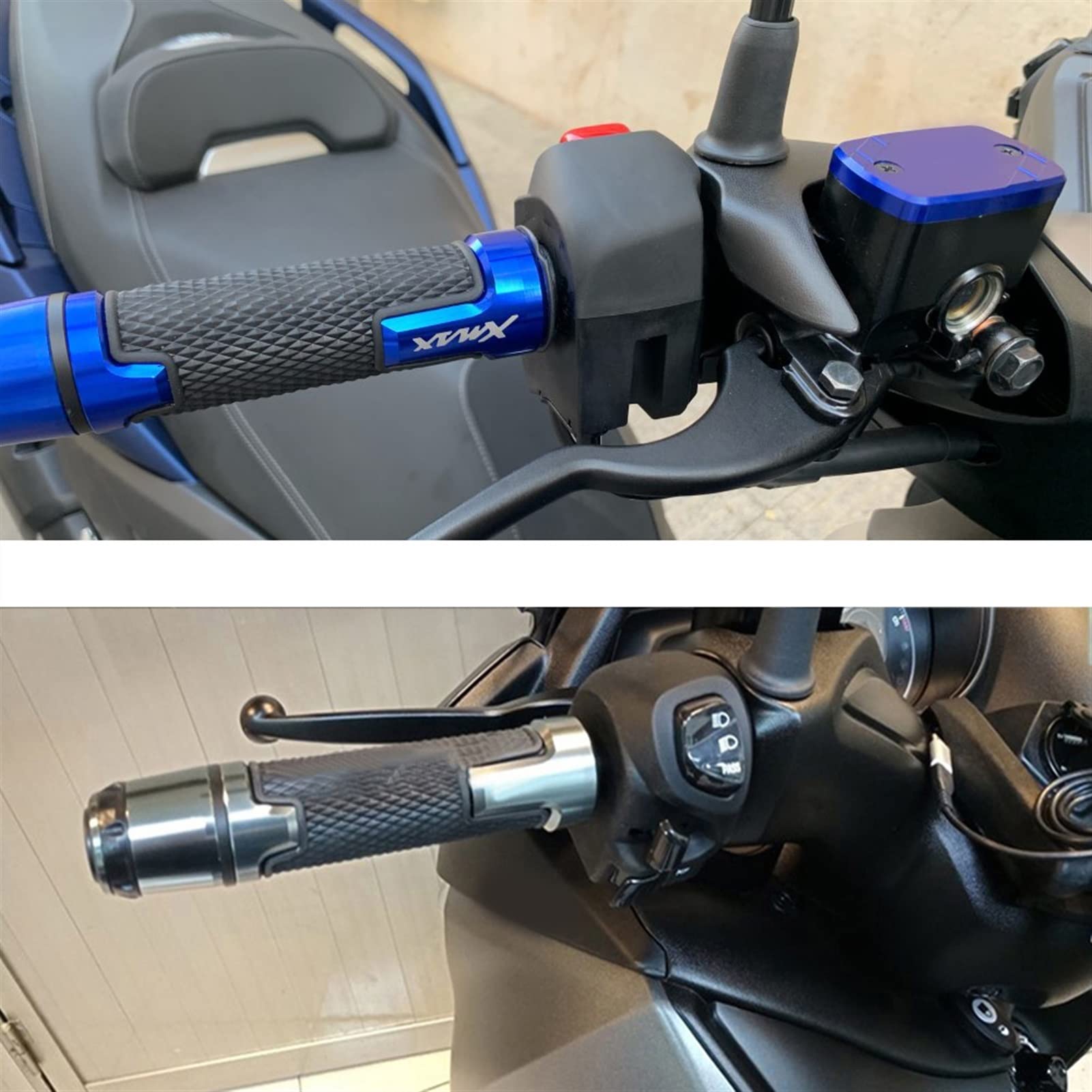 Poignées De Guidon Scooter TMax 500 - Bouchons D'Extrémité Moto Aluminium CNC Et Caoutchouc Antidérapant
