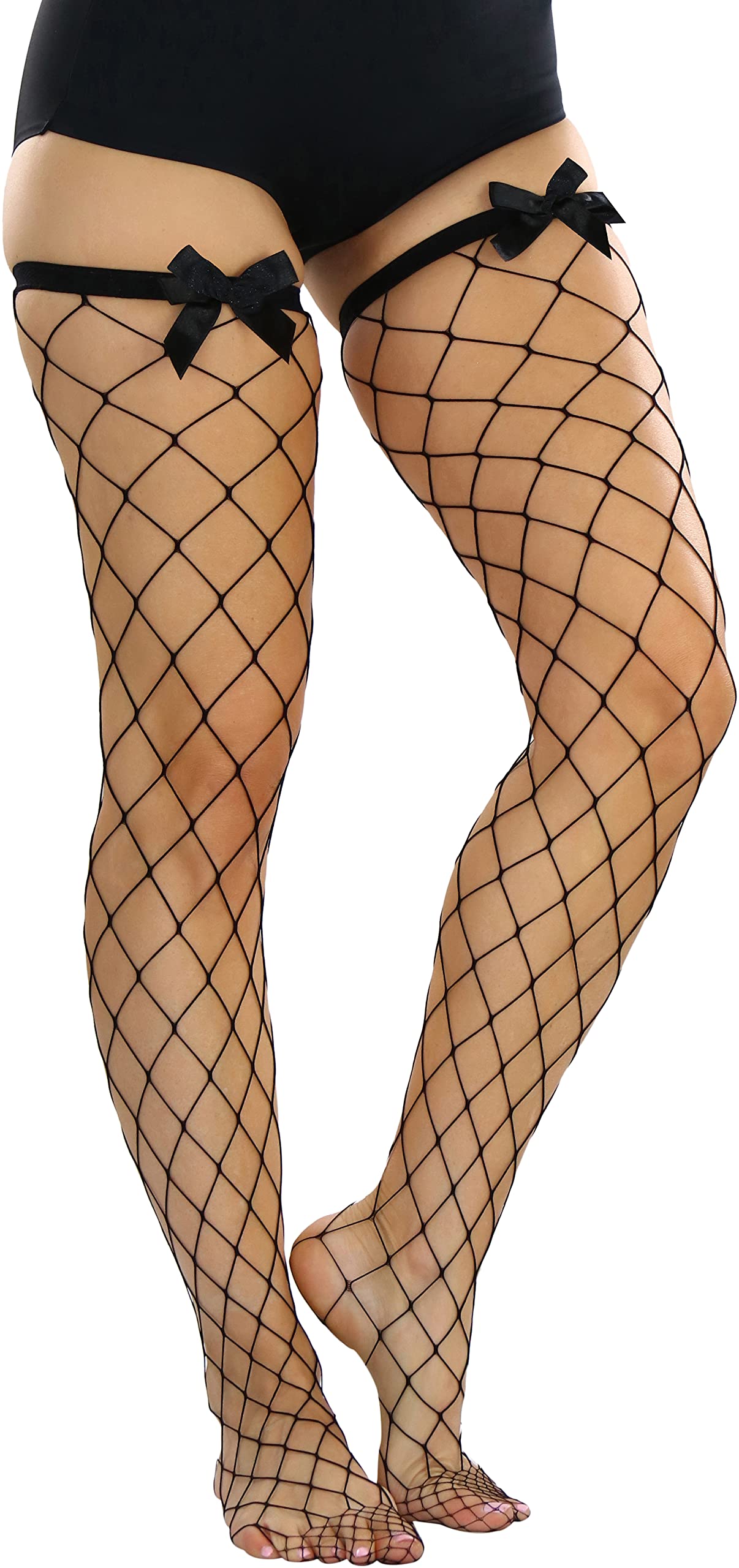 ToBeInStyle Women’s Vibrant Large Net Fishnet Thigh High Elastic Nylon Novelty Stockings