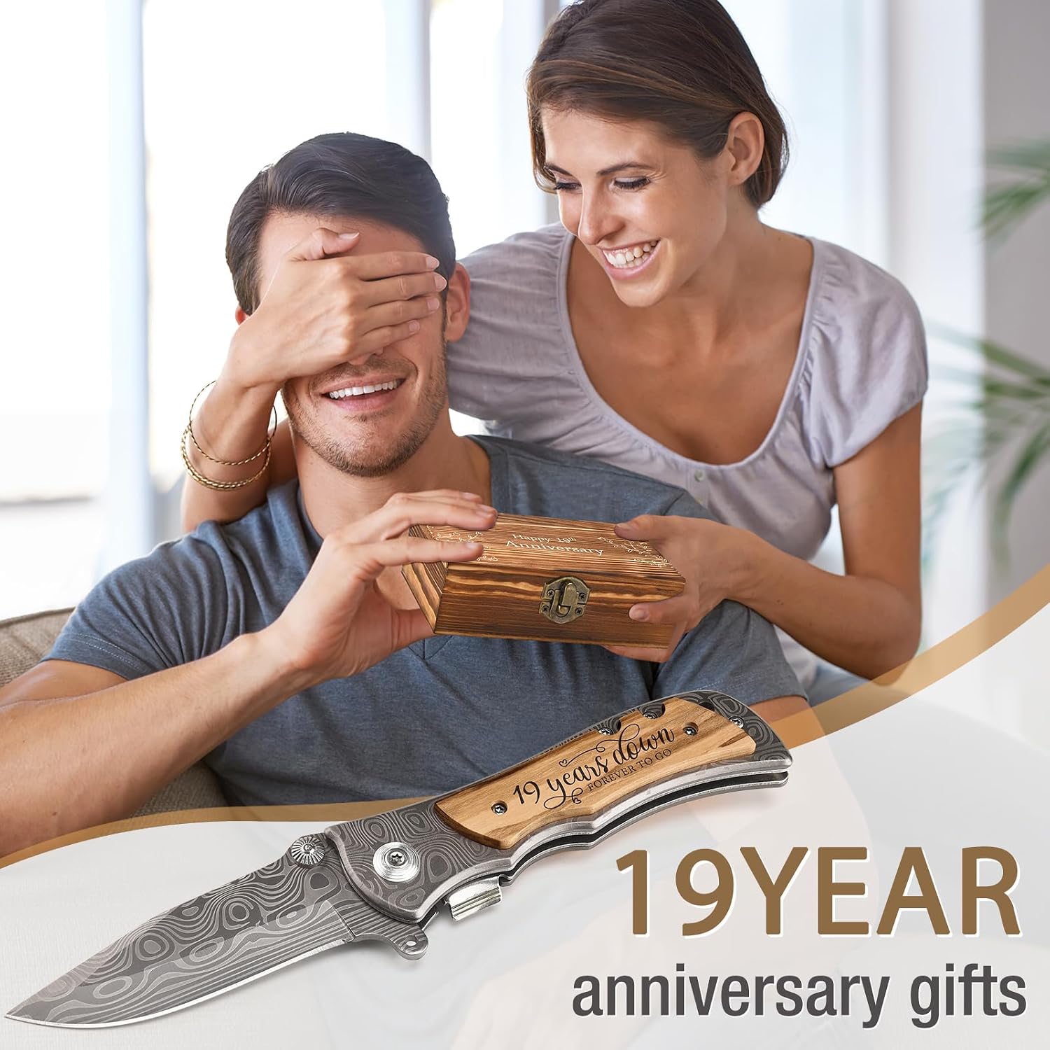 19th Gifts Wedding Anniversary for Him, 19 years Marriage Keepsake for Men, Bronze Anniversary Present for Husband