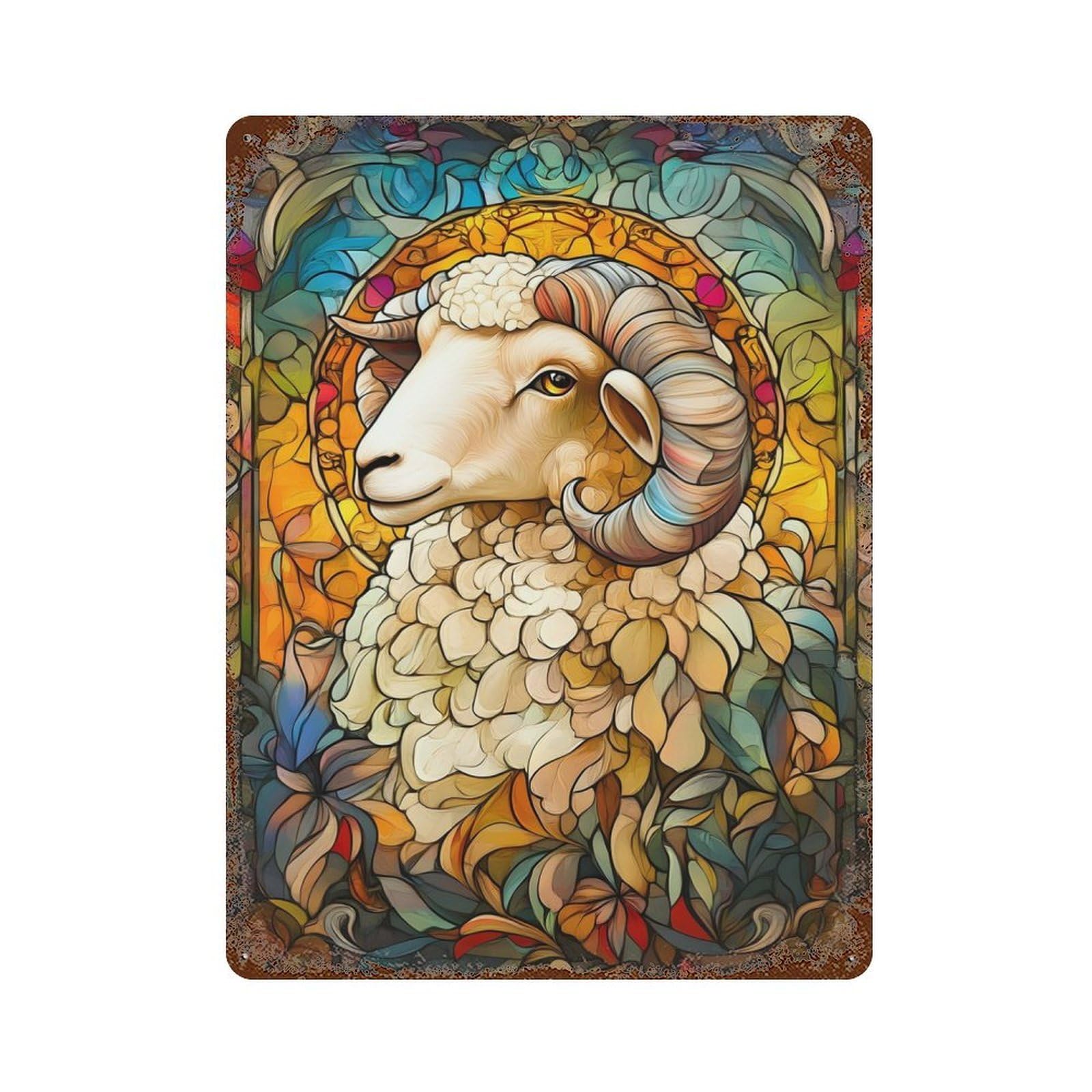 Sheep Art Vintage Rust Metal Sign 15.7"x11.8", Retro Wall Decor for Garage, Pub Or Kitchen