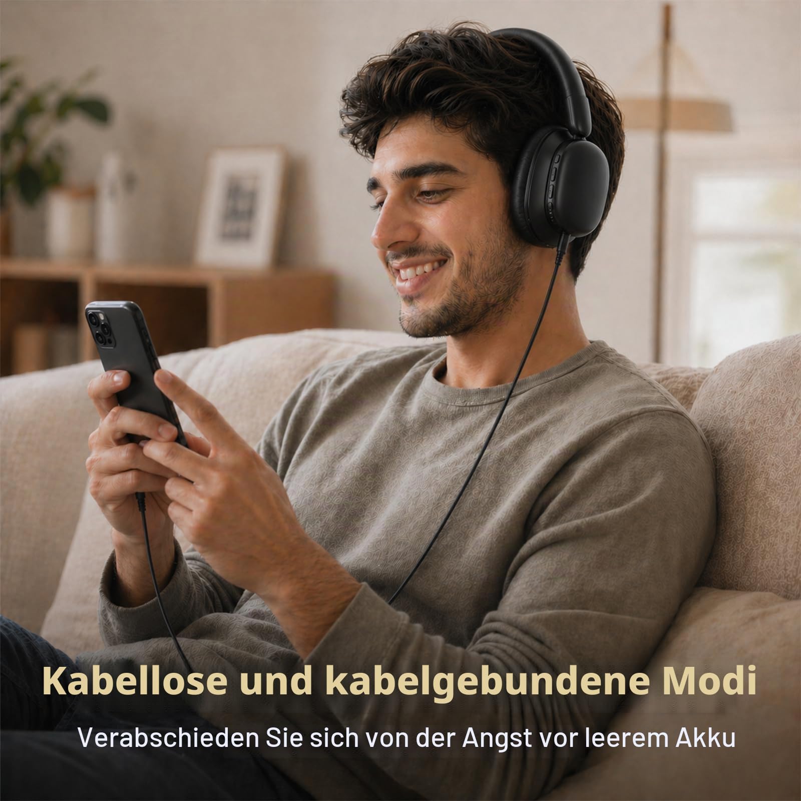 Over Ear Kopfhörer Bluetooth mit High-Resolution Audio, 100 Std. Akkulaufzeit, faltbare Bluetooth 5.4 Wireless Headphones, 3 EQ-Modi, eingebautem Mikrofon, Bluetooth Kopfhörer für Reisen, Büro, Handy