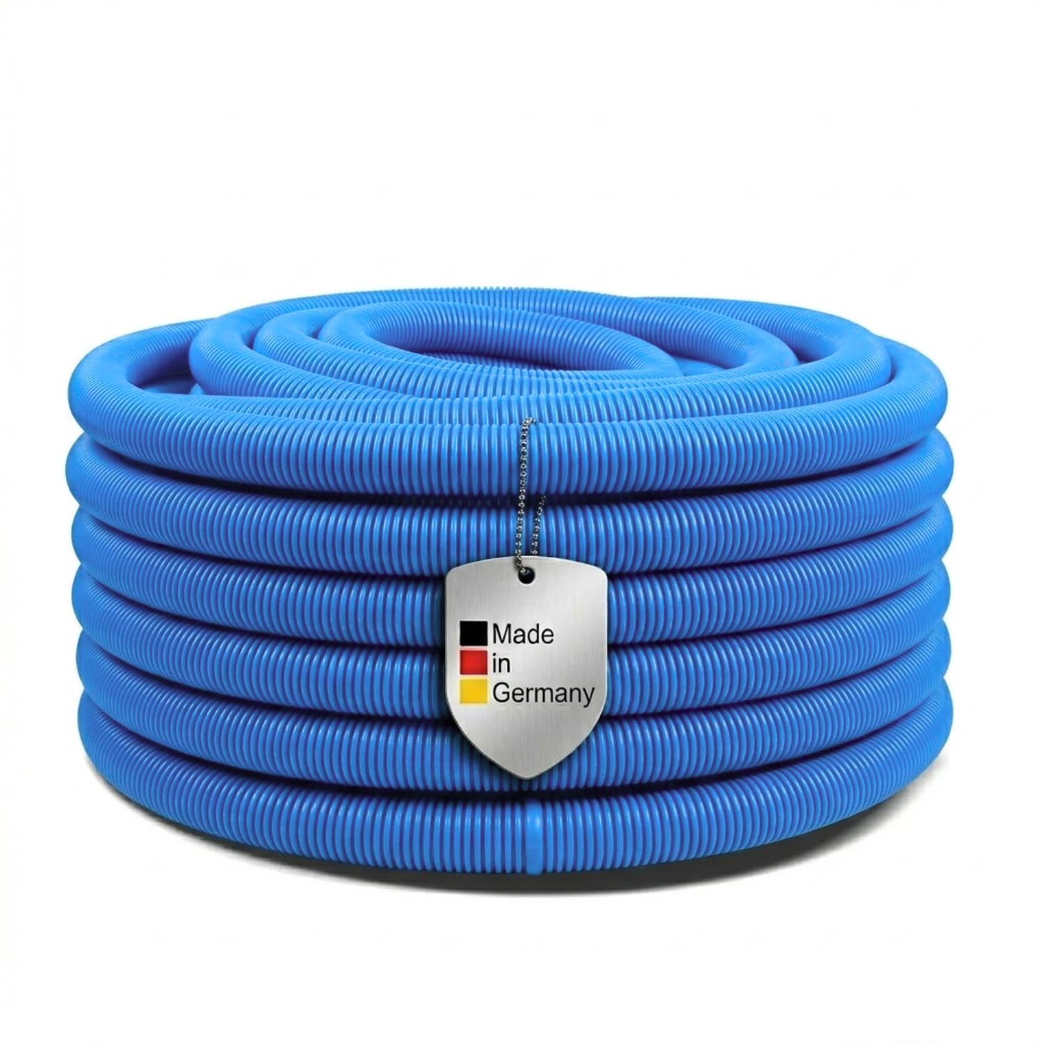 POOL Total Schwimmbadschlauch Ø 38 mm Blau - Flexibler Poolschlauch aus PE - Integrierte Muffen alle 1,50 m - Trittfest & beständig - Made in Germany - 12 m