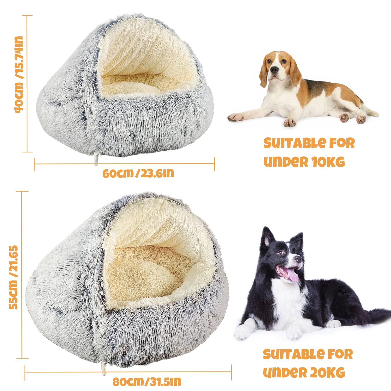 YAGE Cama Grande para Perros de 80 cm, con Capucha y Soportes YAGE Cama Grande para Perros de 80 cm, con Capucha y Soportes