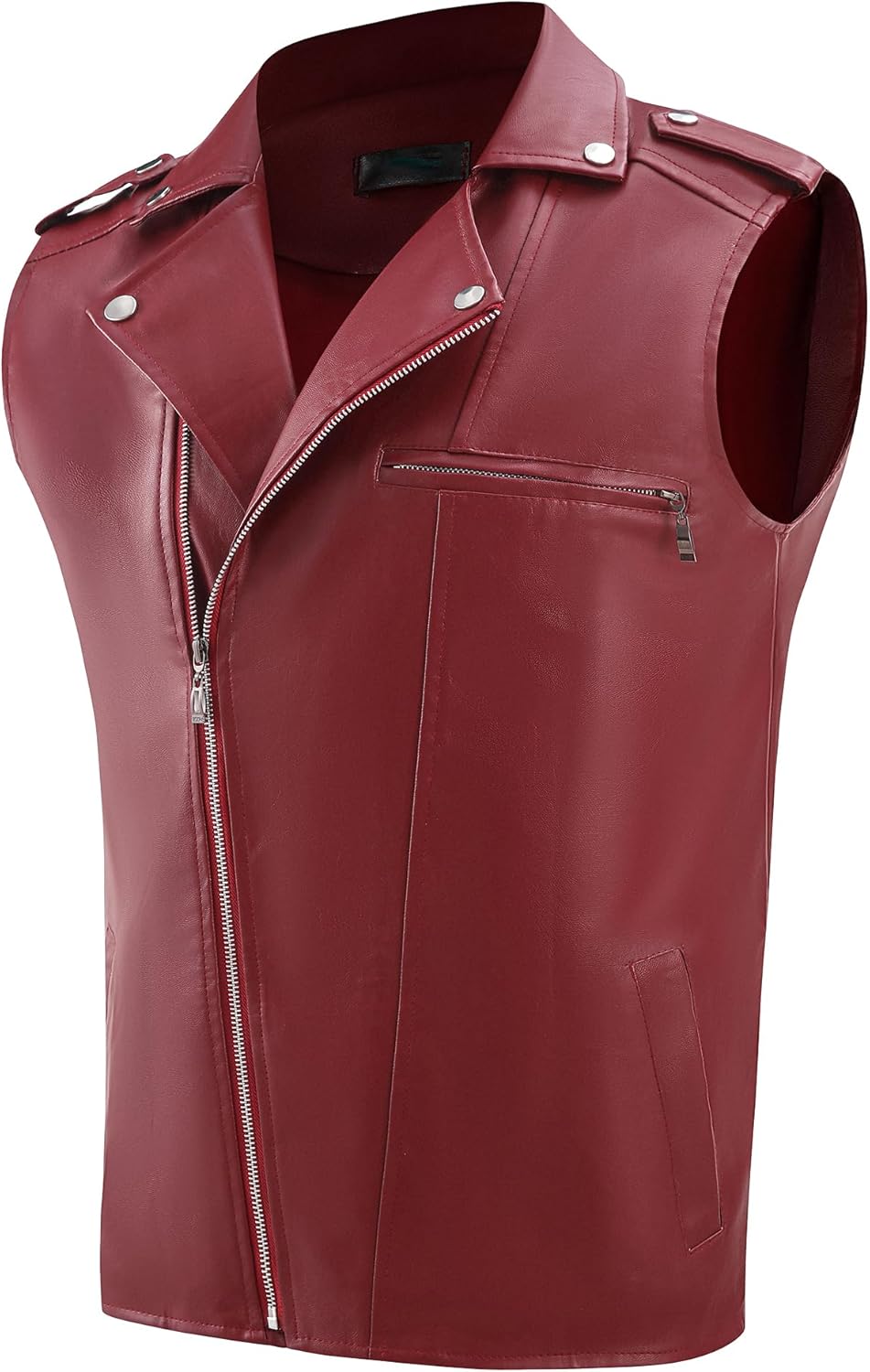 Lars Amadeus Faux Leather Vest for Men's Motorcycle Biker Sleeveless Jacket Zipper Riding PU Vest