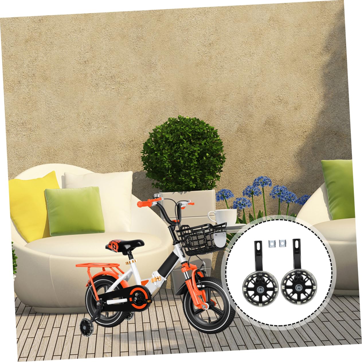 TOYANDONA Ruote di Allenamento per Bicicletta Bambini 2 Paia | Acciaio al Carbonio e Pu, Design Laterale di Supporto, Effetto Glow in The Dark