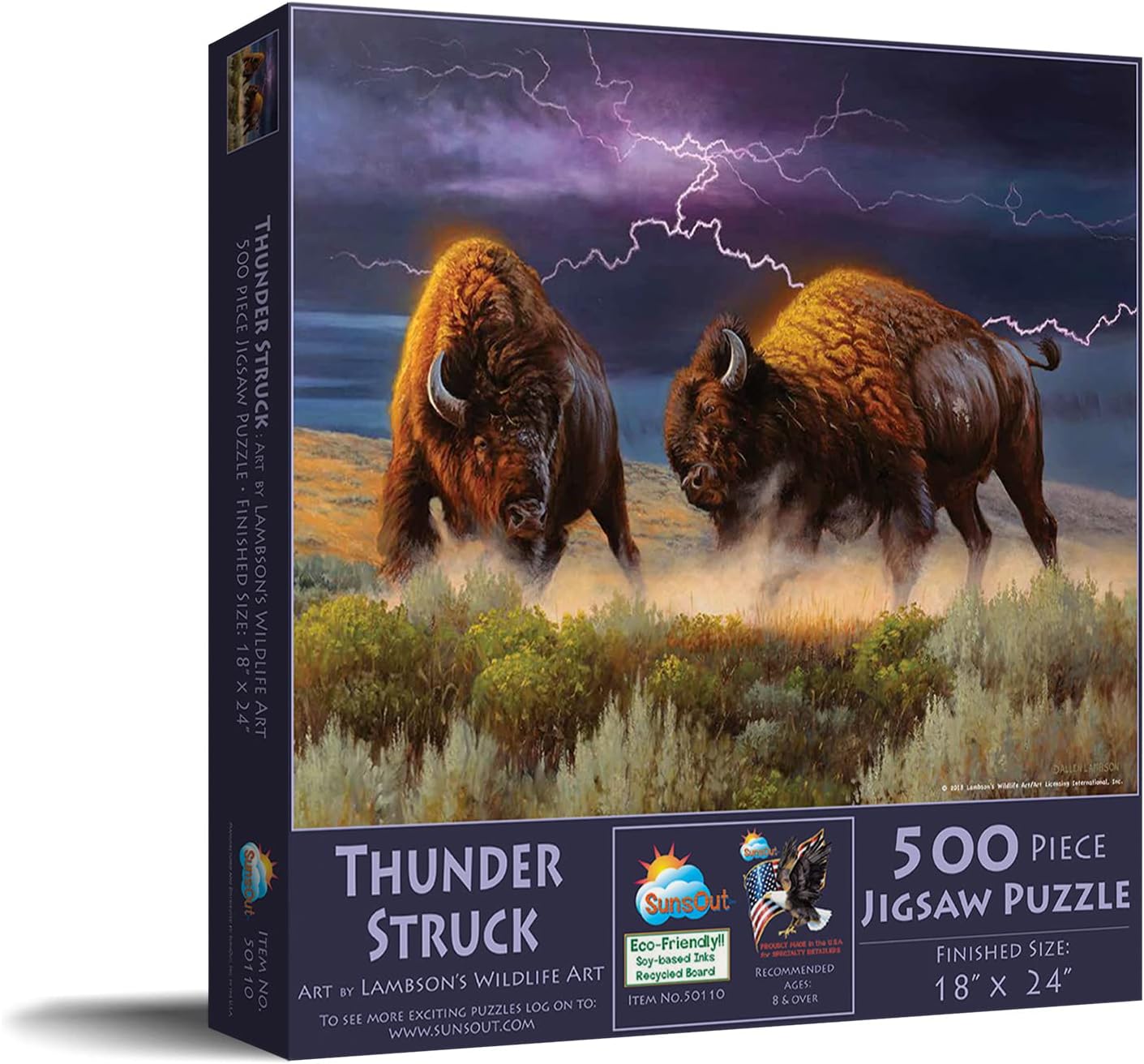 SUNSOUT INC - Thunderstruck - 500 pc Jigsaw Puzzle by Artist: Lambson's Wildlife Art - Finished Size 18" x 24" - MPN# 50110