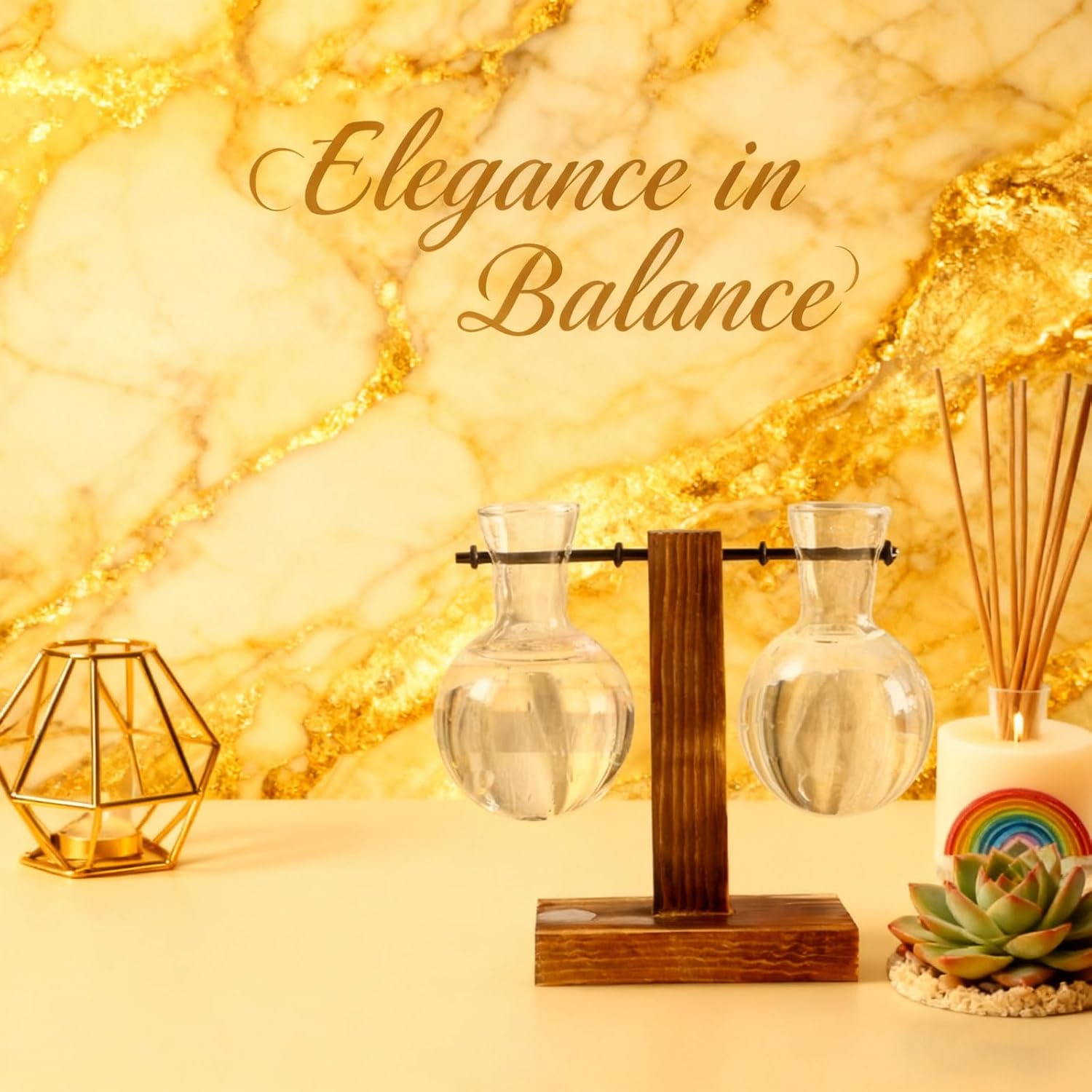 Glass Hydroponic Planter Set Modern Hanging Vase for Home, Office, Terrariums, and Fresh/Artificial Plant Decor