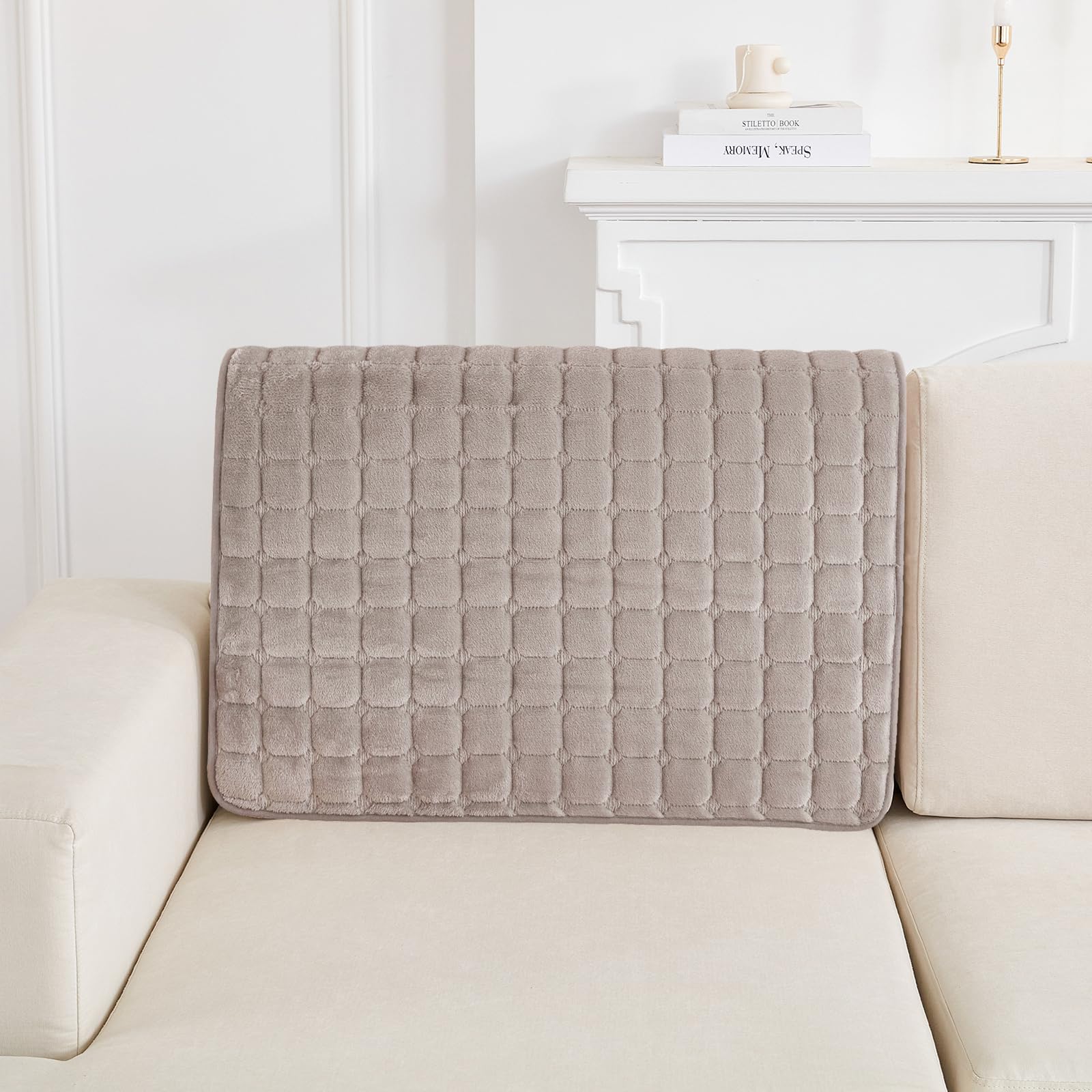 SHANNA Soft Chenille Sofa Cover 1/2/3/4 Seater, New Universal Non-Slip Corner Sofa Cover L Shape Solid Thick Textured Sofa Slipcovers for Living Room(Grey, 70 * 90cm Armrest or Backrest) — view 42