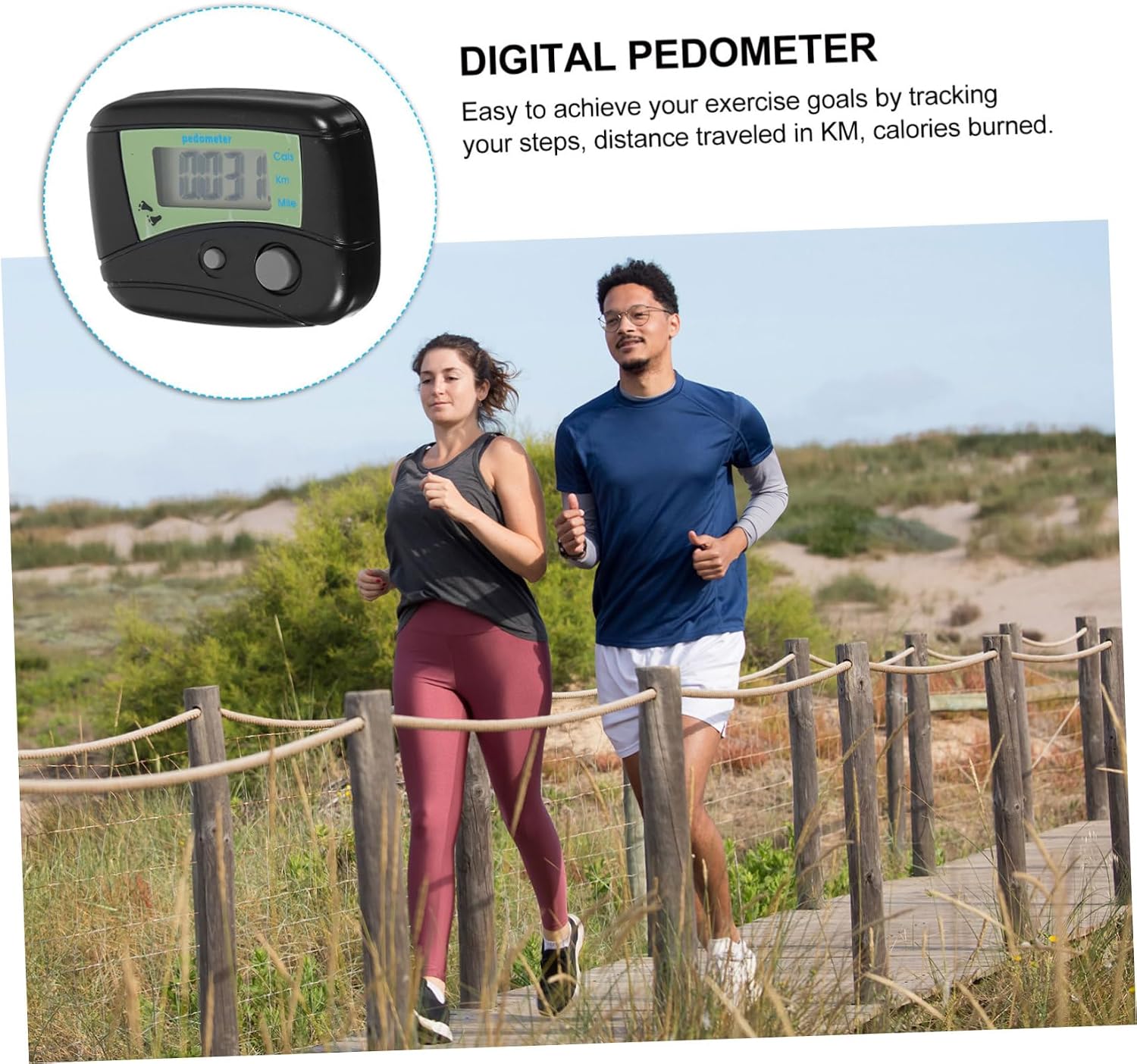 Walking Step Belt Counter Digital Display Portable Pedometer for Steps Distance Calories Auto Mode