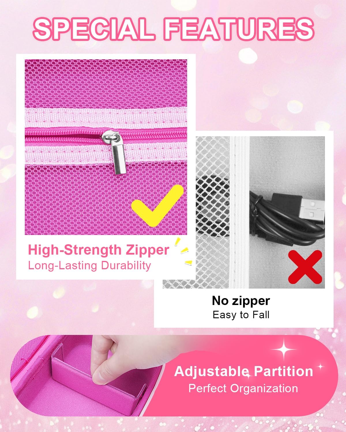 UCEC Label Maker Case Compatible with Phomemo M110 M220 T02 M02, for Niimbot Label Maker, for SUPVAN T50M Pro, for Memoking T02 — Hard EVA Storage Organizer for Niimbot B1 B21(Pink, 7.1''x5.1'x3.2'') - Image 3