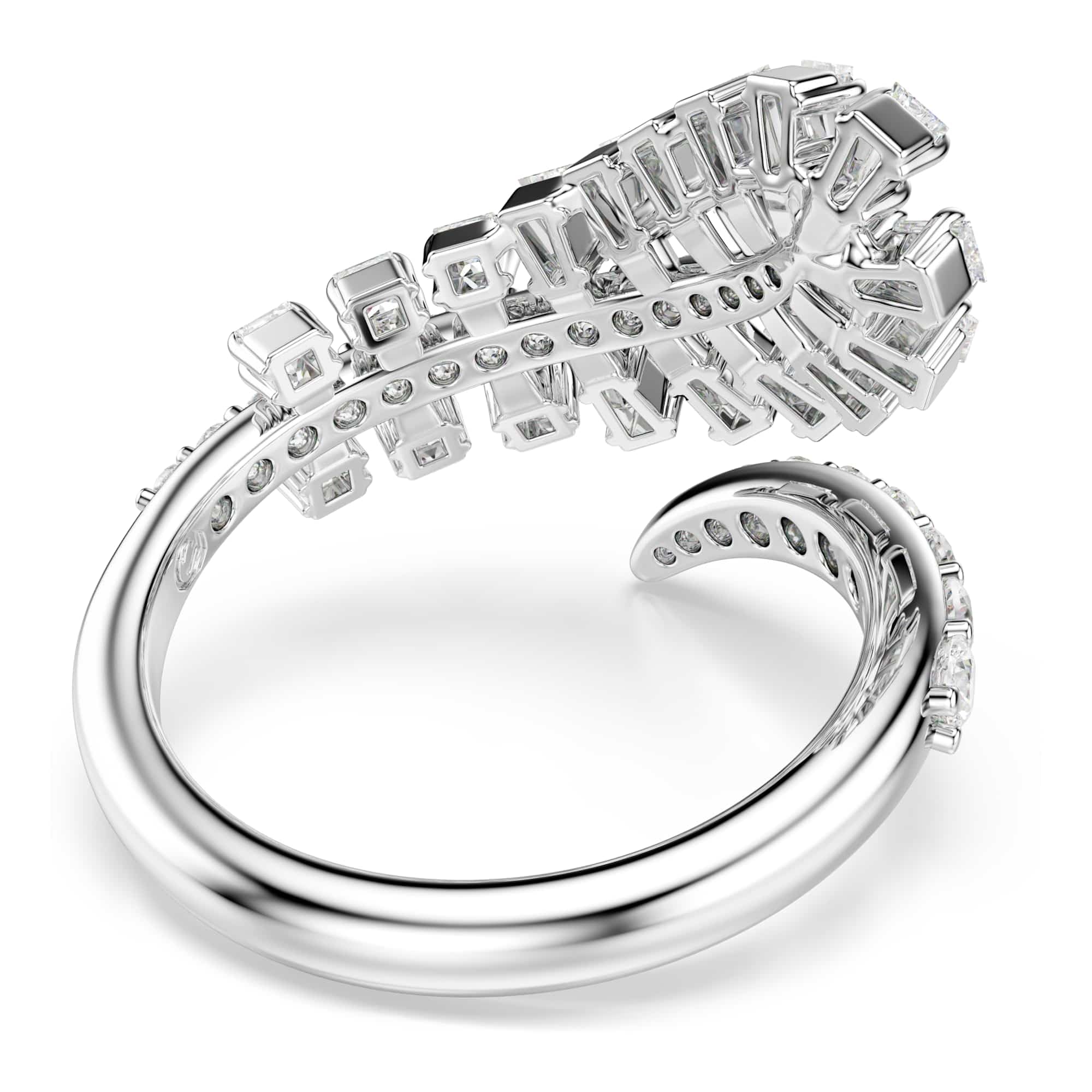 Swarovski Vienna Kollektion Open Ring, Mixed Cuts, Feder, Weiß, Rhodiniert