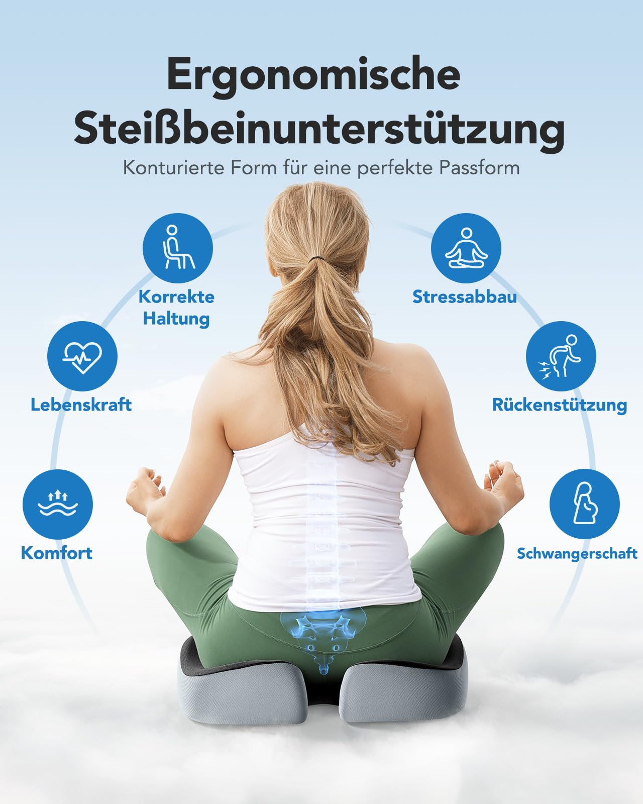 Traagschuim Zitkussen Voor Bureaustoel, Antislip Orthopedisch Comfortabel Zitkussen Zitkussen Voor Ischias Stuitbeen Rugpijn
