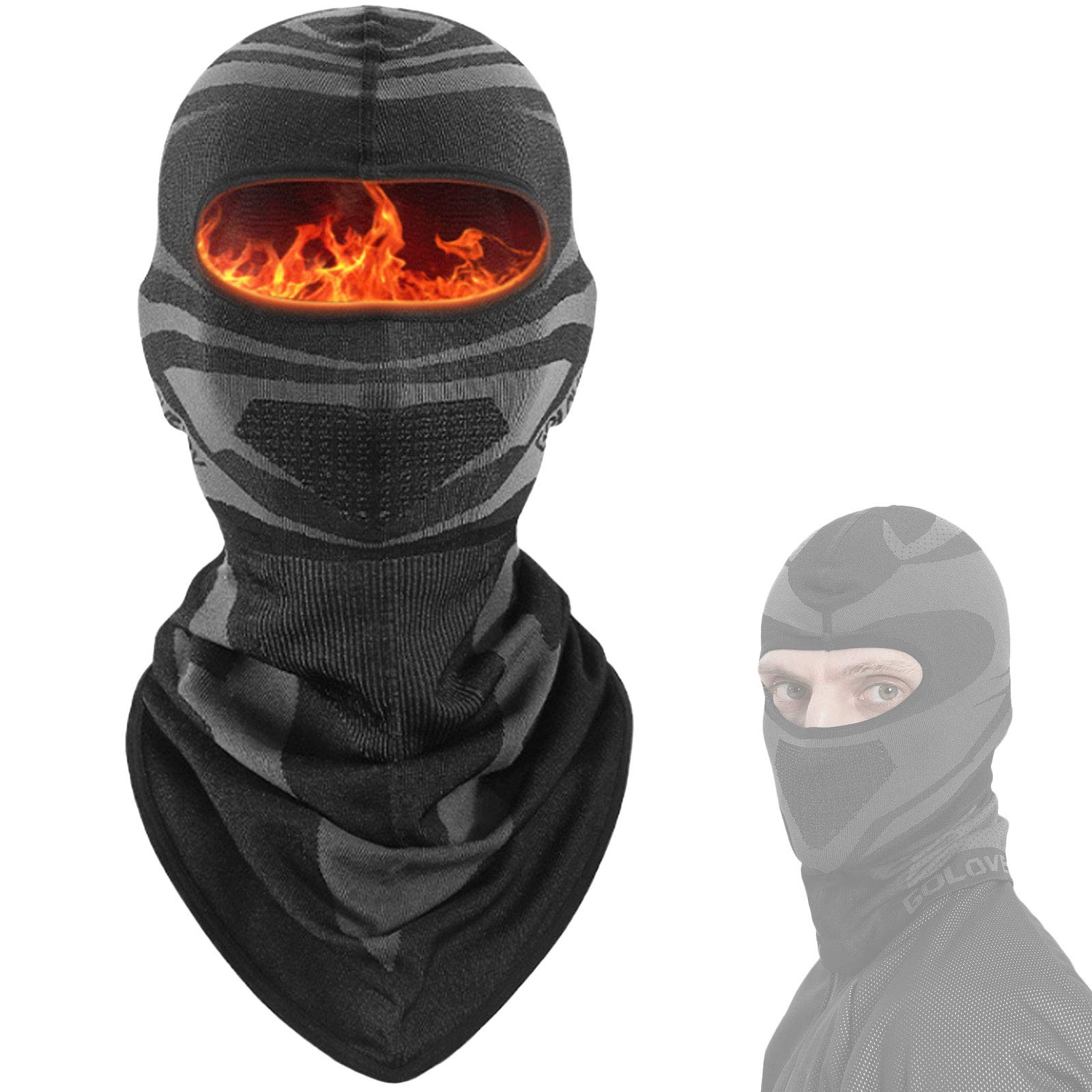 NANANA Balaclava Imperméable Résistant à la Pluie Masque Détachable Bonnet Cagoule d'alpinisme Ski Vélo Moto pour Temps Froid Ski Outdoor Moto Montagne Camping Randonnée Hiver,Long,L