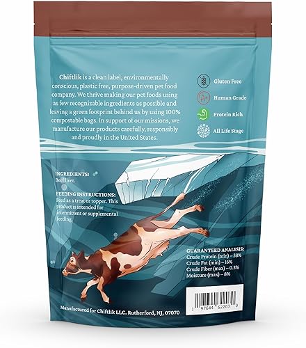 Miniatura 2 de -Golosinas liofilizadas para perros de hígado de carne alimentada con pasto - Un solo ingrediente - Sin plástico - Bolsa compostable - Natural,