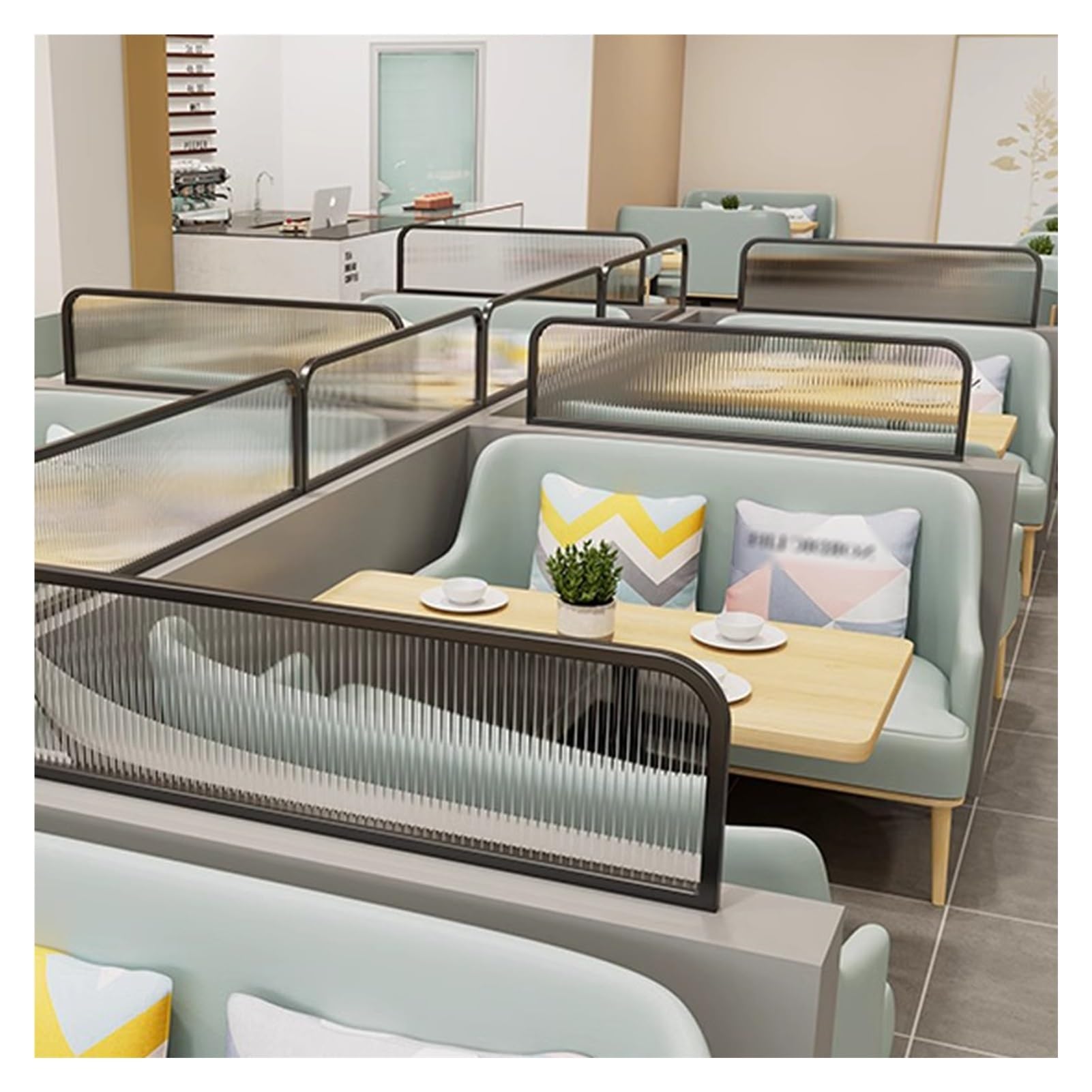 GDMDPTE Dividers For Dining Areas, Ironwork Restaurant Striped Glass Decorative Partitions Grille, Semi-privacy Bar 30cm Low Fence Desk Divider (Color : Black-A, Size : 30x90cm)
