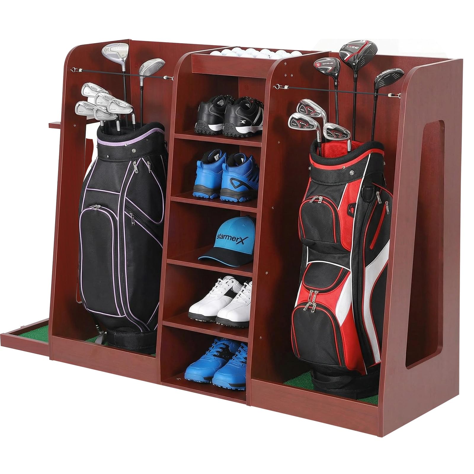 Garvee Organiseur Robuste pour Sacs de Golf – Rangement Bois pour 2 Sacs, Accessoires et Clubs – Idéal Garage, sous-Sol, Maison – Montage Facile