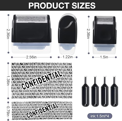 Miniatura 2 de STANBLUE Sellos de rodillo de protección de identidad, paquete de 2 sellos de rodillo confidenciales con 4 repuestos, sello de privacidad para