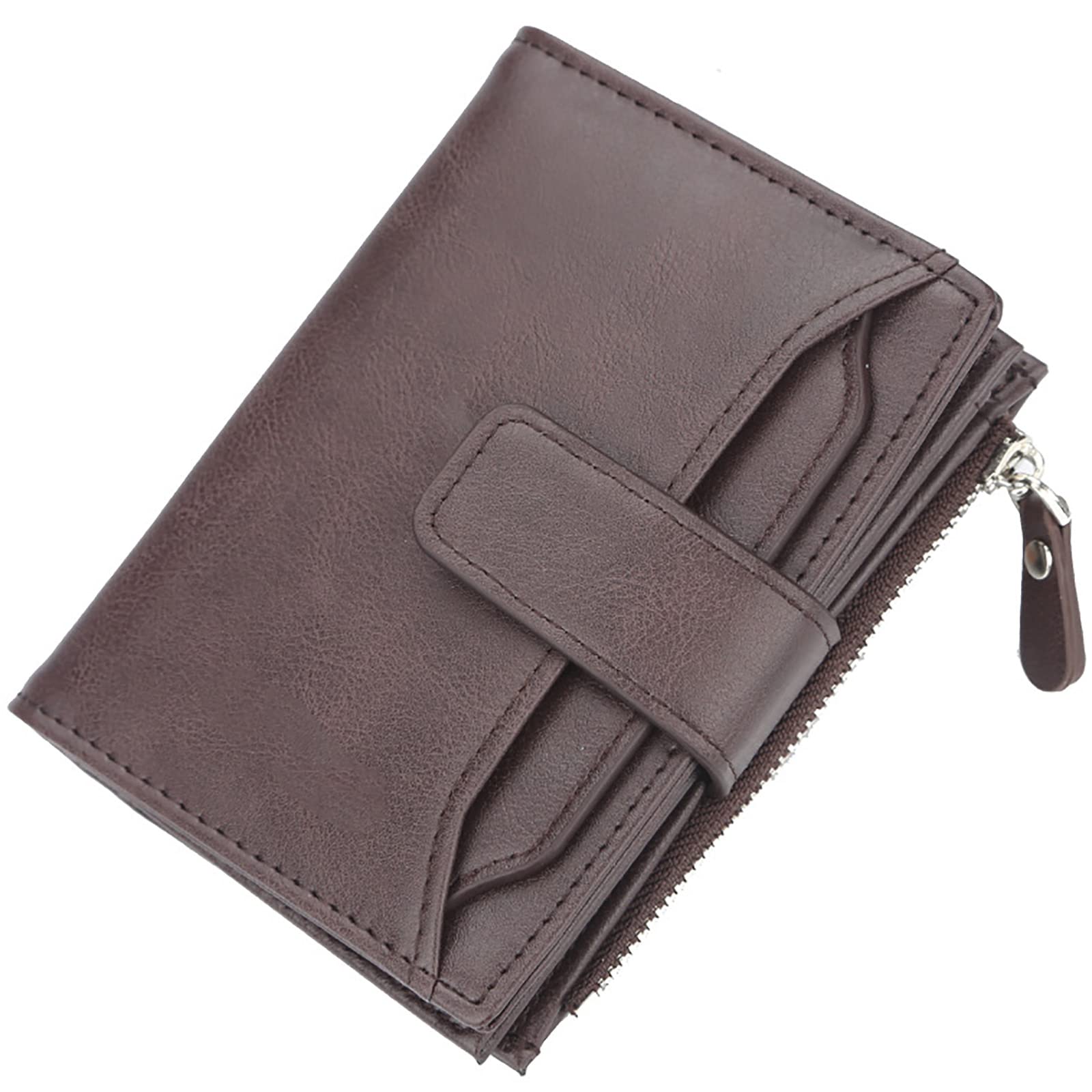 Portafogli, Portafoglio da Uomo in Fibra Superfine PU in Pelle Sintetica con Porta Carte e Finestra for Documenti d'identità, Portafoglio Premium(Bruin)