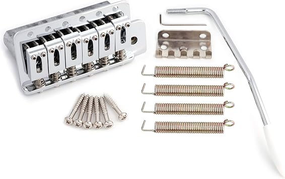 Guitar Tremolo Bridge 54mm Zinc Saddles with Whammy Bar Chrome | for 6 String Strat Squier Style Electric Guitar, Guitar Parts Replacement