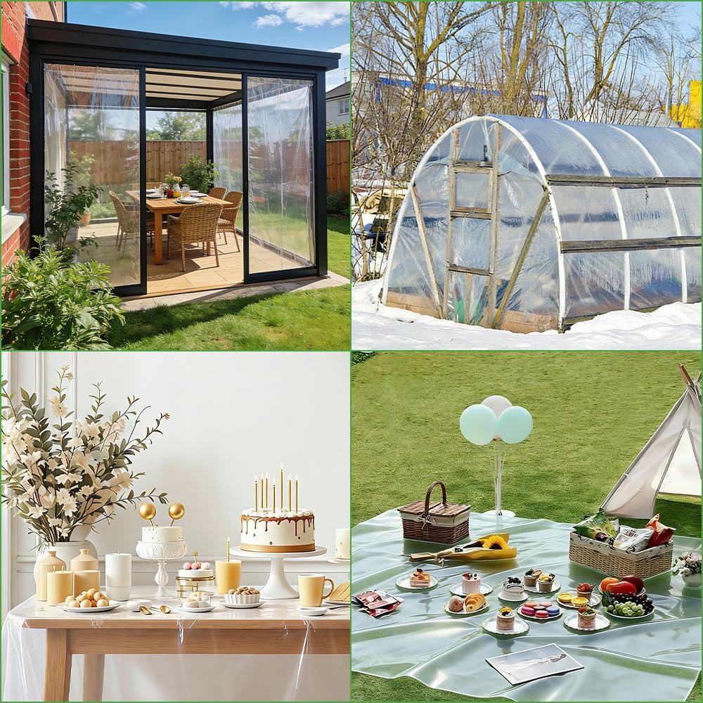 Telo Protettivo per Serra,Copertura in Plastica della Serra,Trasparente,Contro Raggi UV per progetti Industriali,Protezione delle Piante da Giardino (3 x 10m)