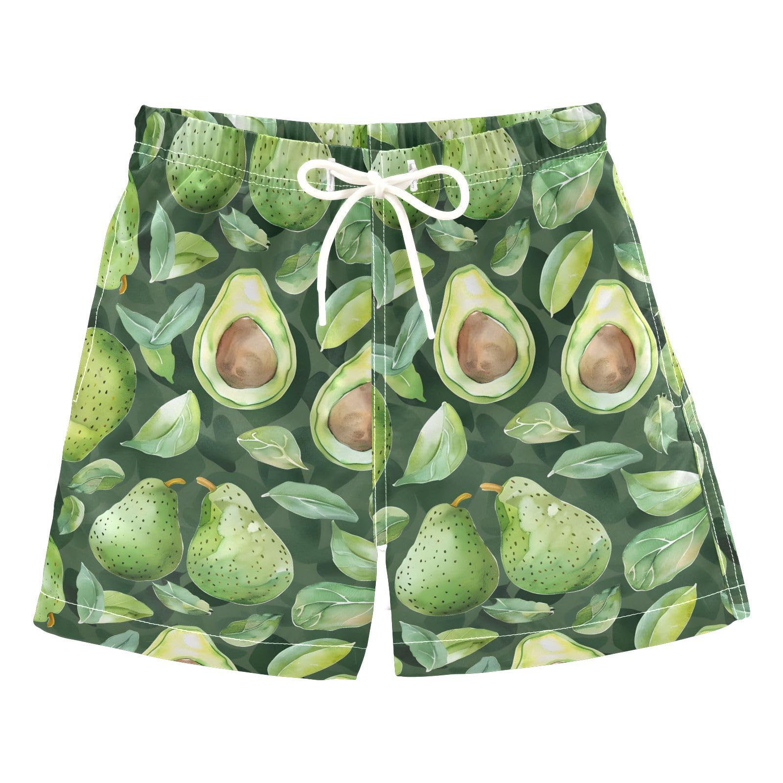 ALAZA Watercolor Avocado Leaf Green Boys Quick Dry Beach Board Shorts Kids Swim Trunks Bathing Suit Swimsuit 3T