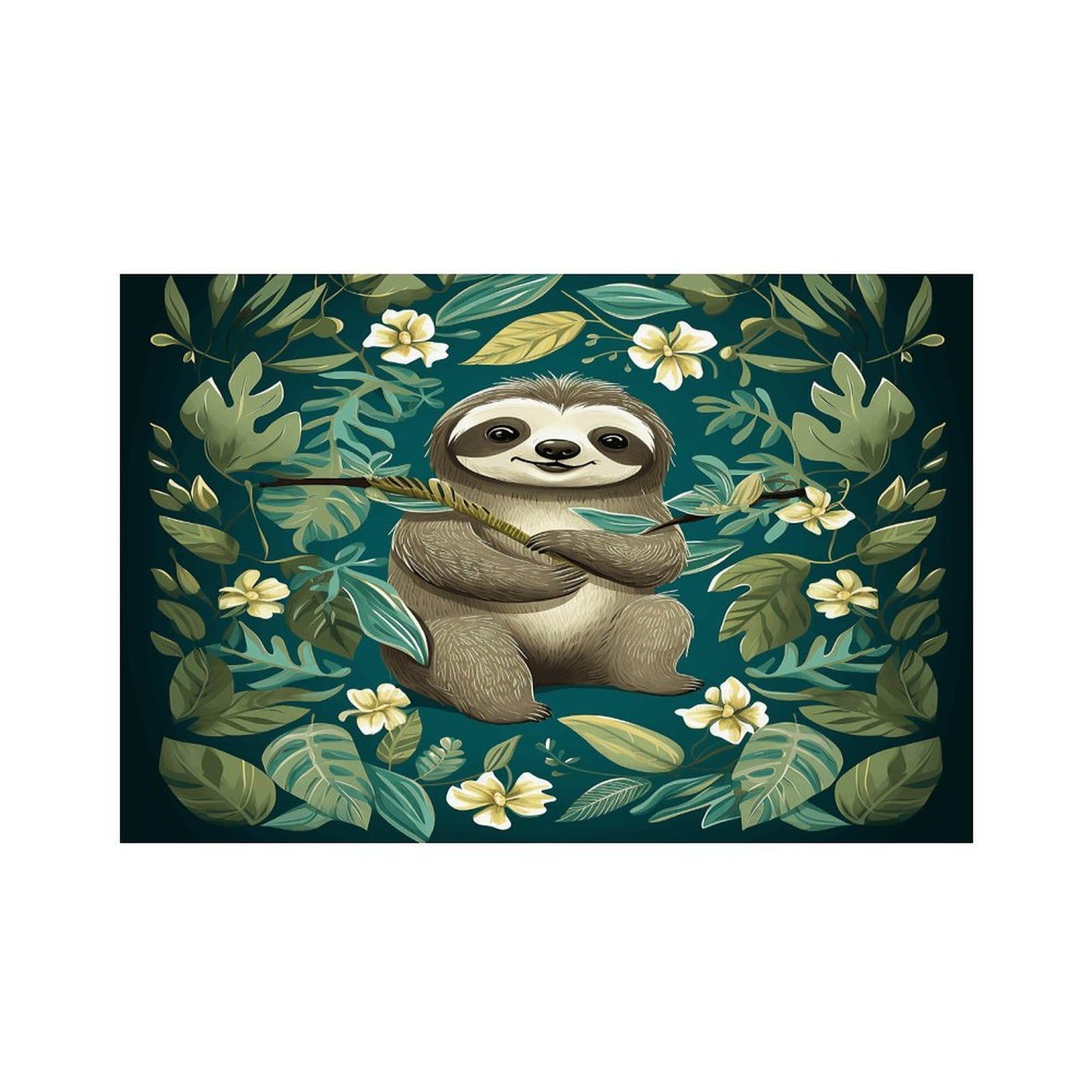 Adorable Sloth Placemats Non-Slip Heat Resistant Table Mats Flax Washable Cloth Place Mats Easy to Clean Premium Placemat for Kitchen Dining Table Decor Party Outdoor