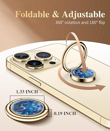 Miniatura 2 de GVIEWIN Soporte de anillo de teléfono celular de mármol, agarre de metal para soporte magnético de automóvil compatible con iPhone 14 Pro Max14
