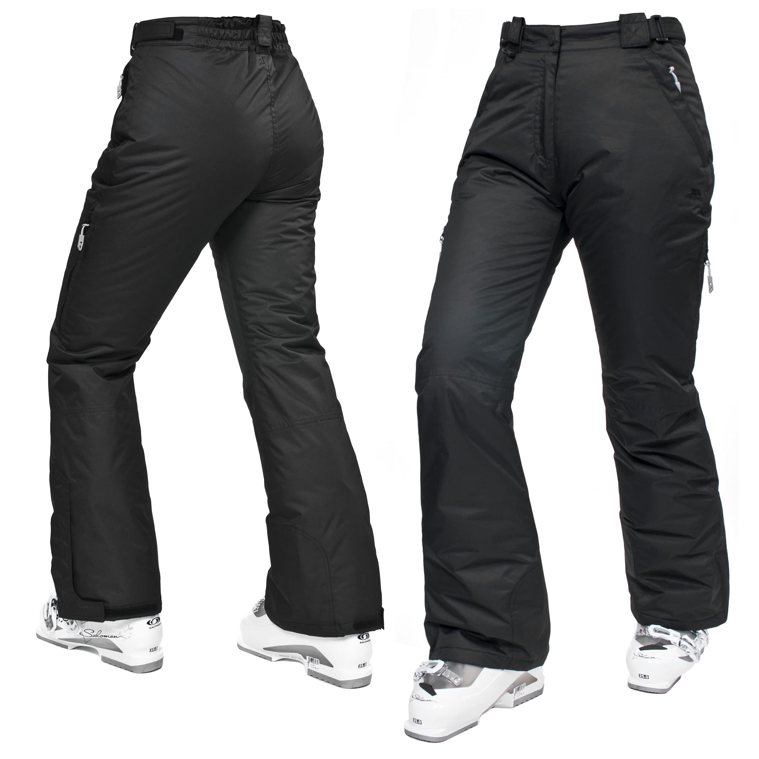 Womens Ski Pants Lohan - Waterproof, Padded, 4 Zip Pockets, Detachable Braces, Side Waist Adjusters, Side Leg Ventilation Zips, Kick Patches, Ankle Gaiters