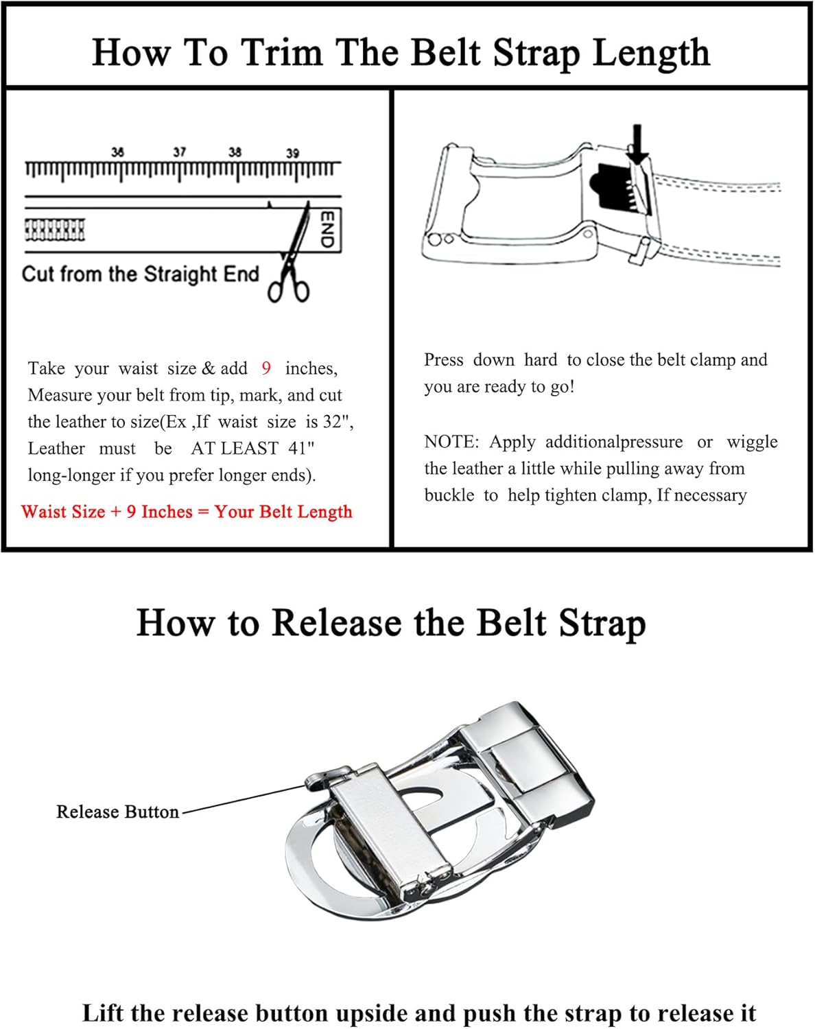 Men's Ratchet Belt Leather Belt Adjustable for Men Gift 1 3/8-Cut for Perfect Fit - Image 9