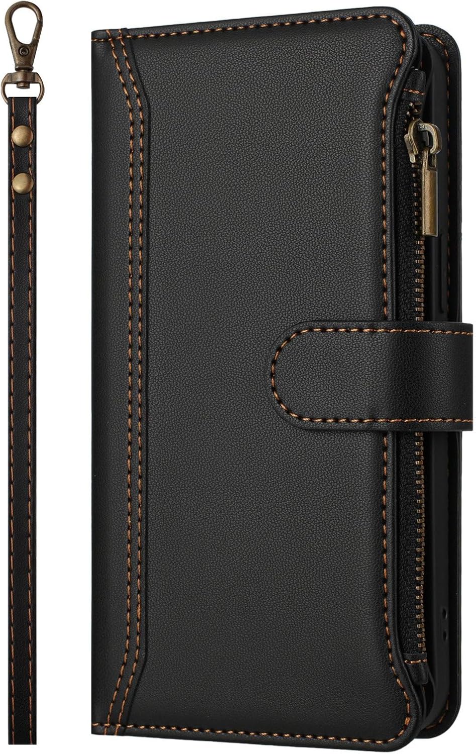 for Oneplus 15 Wallet Case with Card Holder, PU Leather Flip Cover with Wrist Strap Magnetic Zipper Pocket - Purple