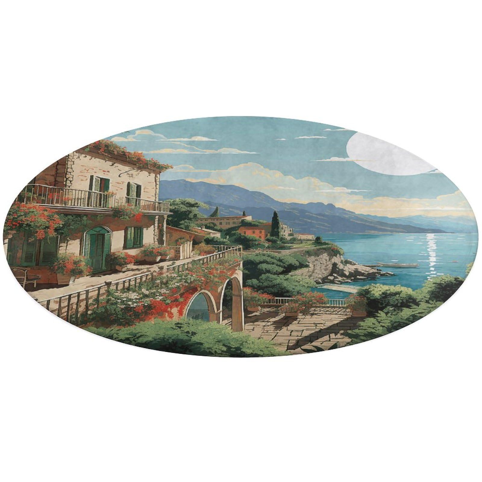 Tapis d'intérieur absorbant rond et antidérapant pour chambre et bain