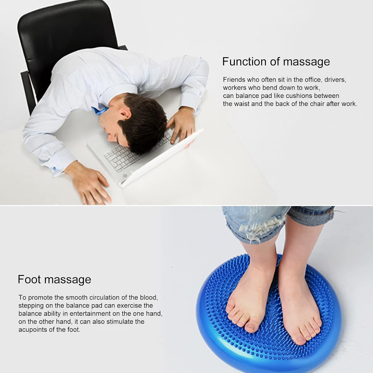 Balance Pad,Non-Slip inflated Mat,Strong Load-Bearing Gym Fitness Pad,Seat Massage Cushion for Physical Therapy, Rehabilitation, Core Balance and Strength Stability Training, Yoga & Fitness