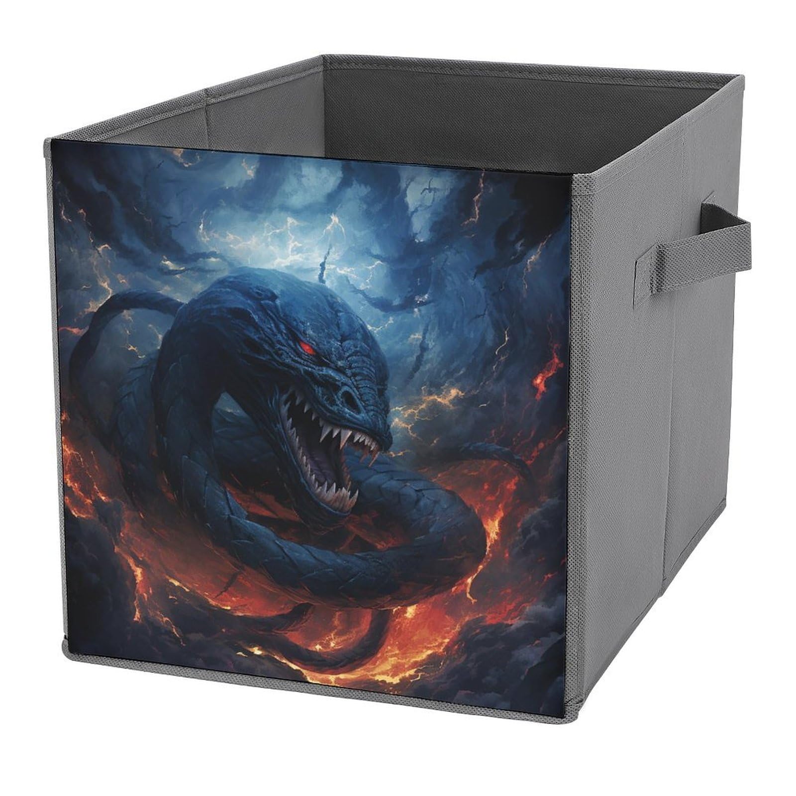 NONHAI Collapsible Storage Bins with Dual Handles Fabric Storage Basket Foldable Cubes Organizer Baskets Black Snake in Flames Storage Boxes for Organizing Clothing Cube Storage Organizer Bins