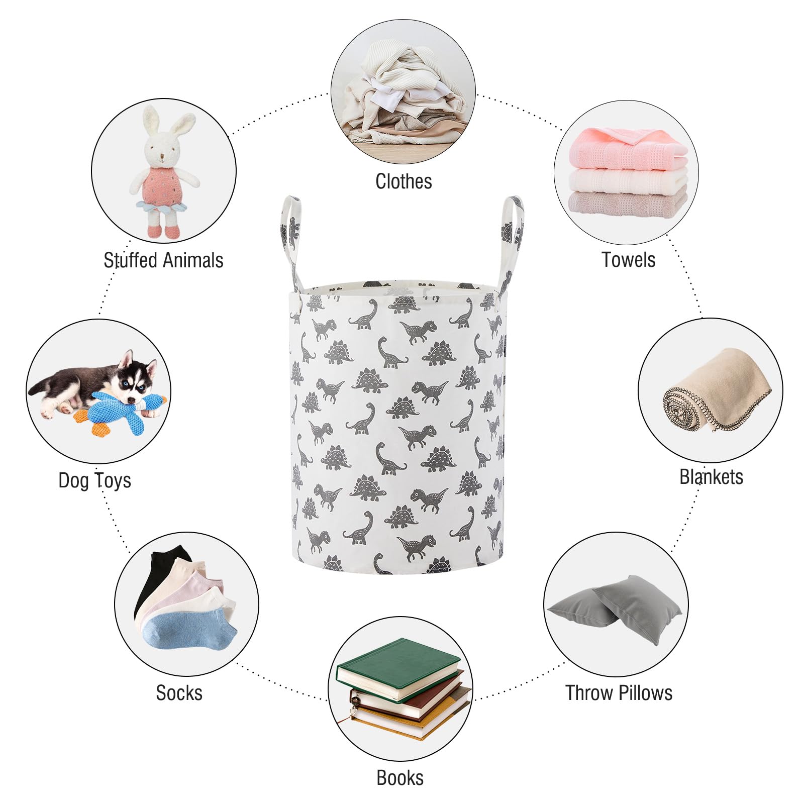Large Collapsible Storage Basket With Handles - Toy Bin, Laundry Hamper For Kids Room, Nursery - View #6