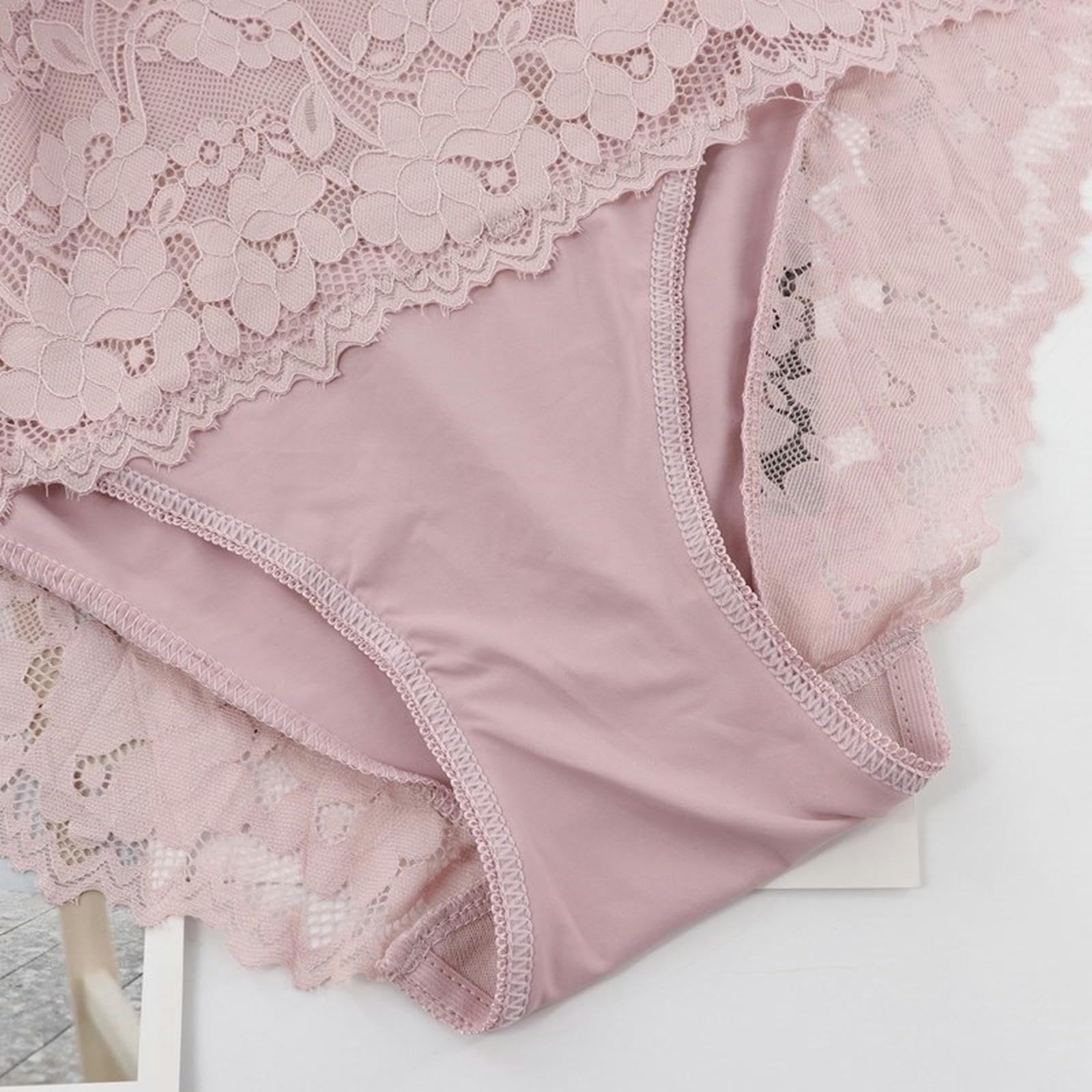 Bragas Mujer 3 Paquetes De Gran Tamaño Mujeres De Encaje De Cintura Alta Calates De Encaje De Encaje Resúmenes Sin Costuras-P02Purple-4Xl