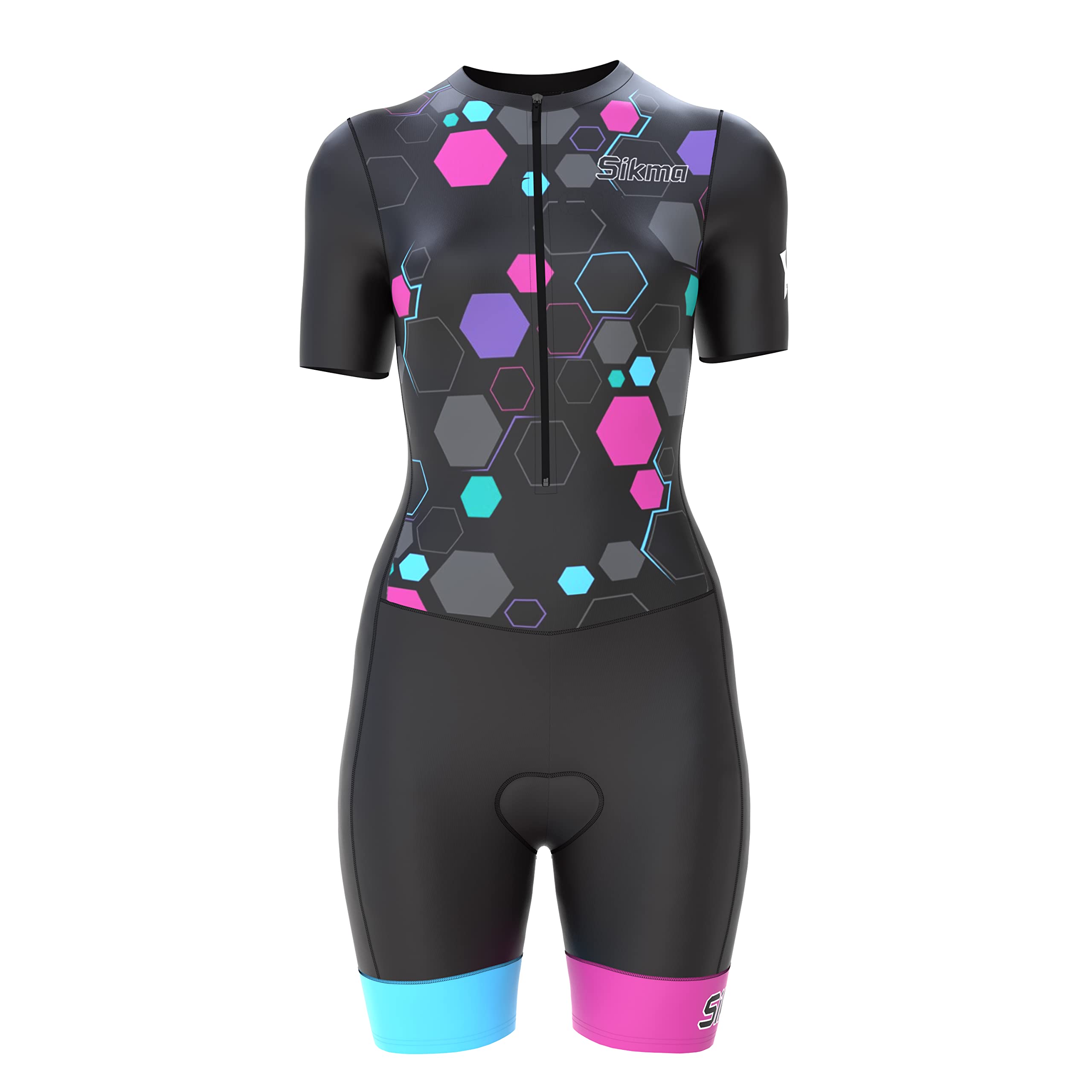 Ladies Cycling Skinsuit Women Padded One Piece Trisuit Bike Top Short Sublimated Design bib Short