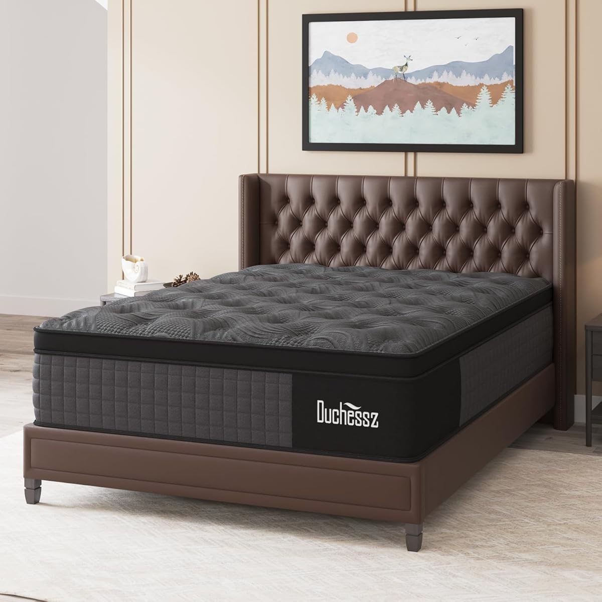 Duchessz Queen Mattress, 12 Inch Hybrid Mattresses Black with Gel Memory Foam and Individually Pocket Innerspring Euro Top Medium Firm for Motion Isolation, Edge Support