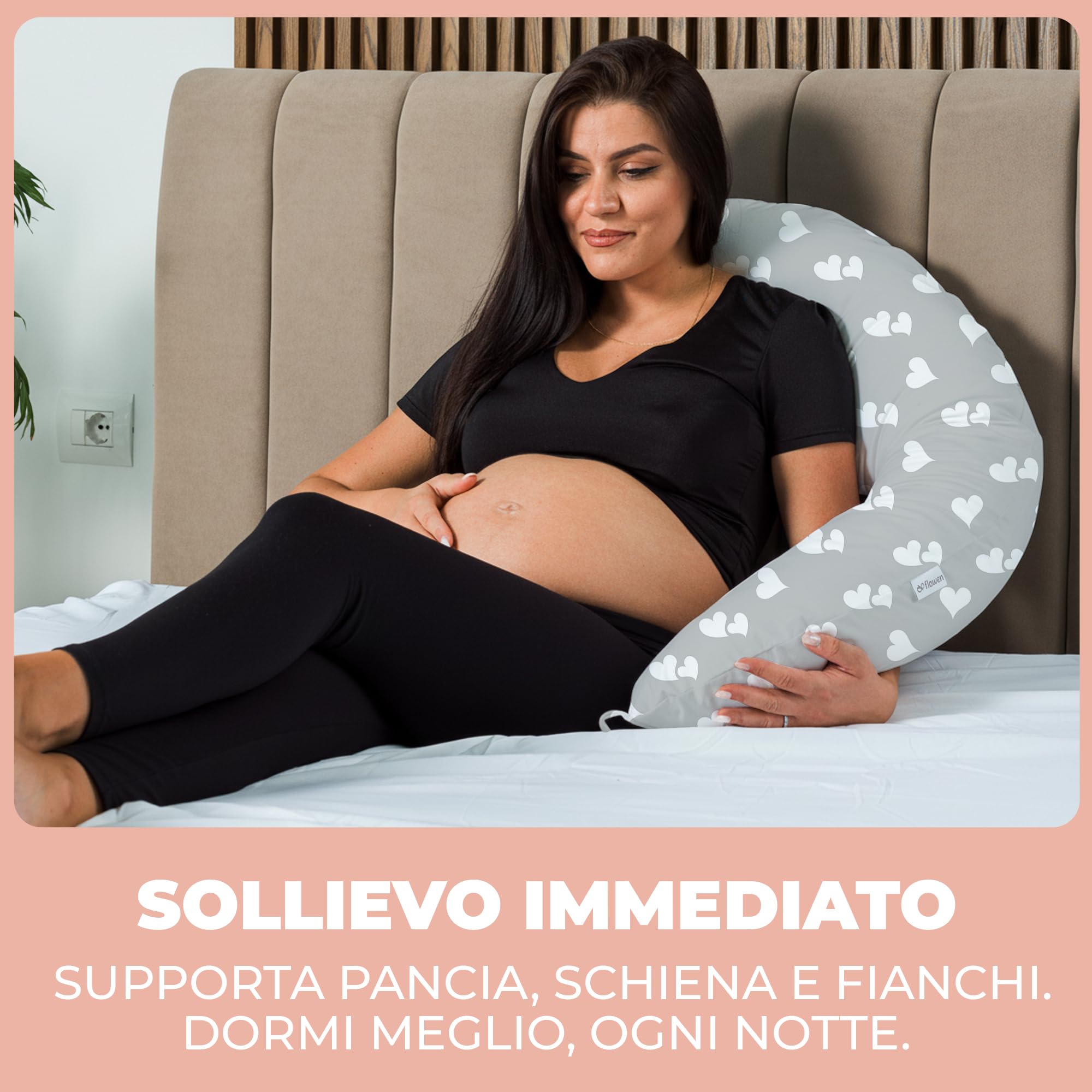 Cuscino Gravidanza e Allattamento per Dormire di Lato per Donne Incinta Idea Regalo per Neo Mamme con Federa in 100% Cotone e Morbido Riempimento Accessorio Full Body Premaman per un Sostegno Ottimale