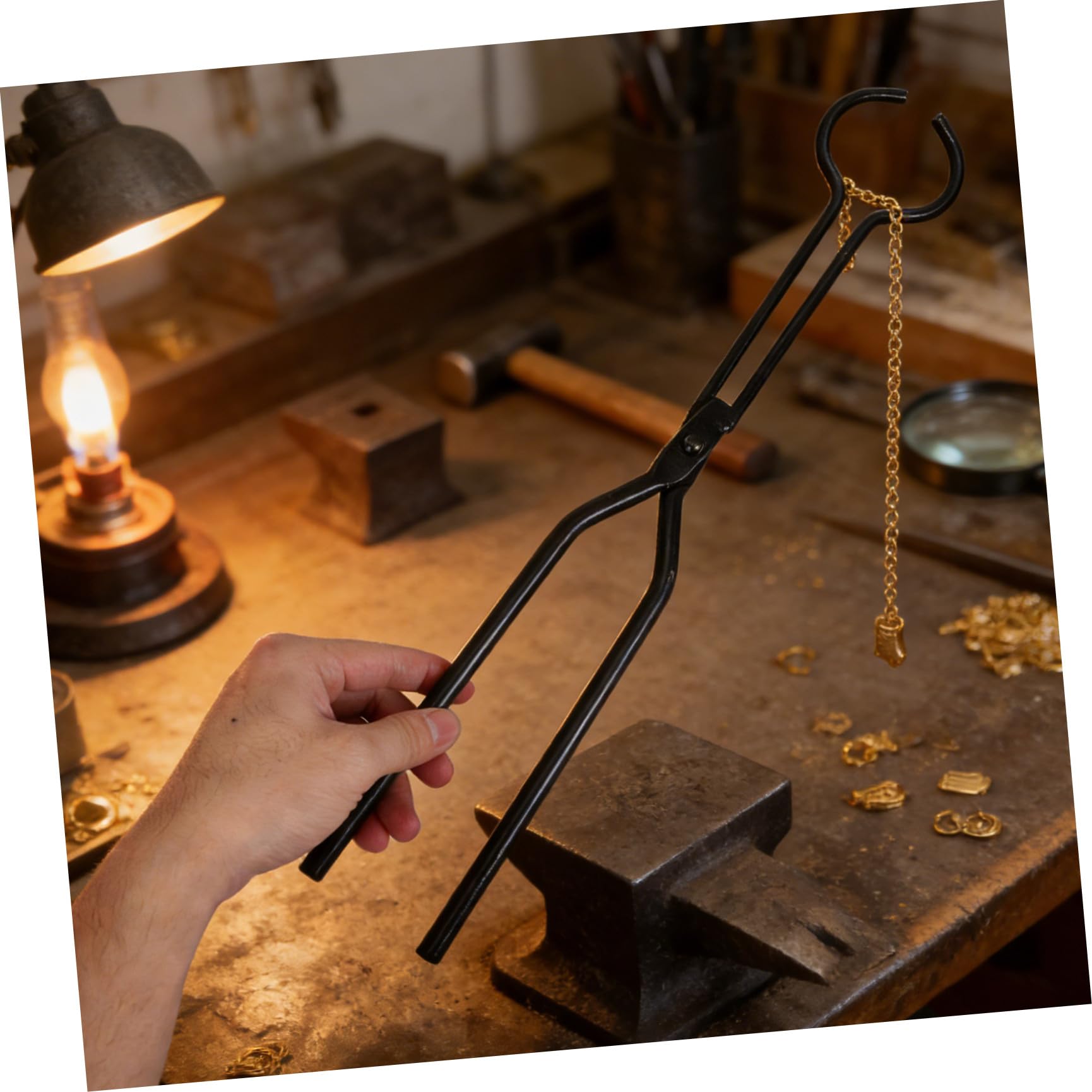 Pinze per Crogiolo in Ferro Nero per Fusione Metalli Comfort Ergonomico e Presa Sicura, per Forniture di Fusione e Gioielleria