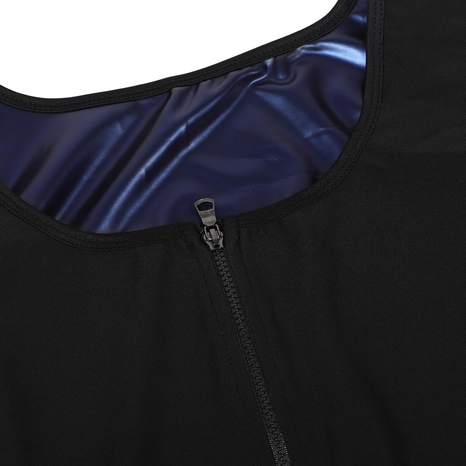 Men’s Sweat Vest Zipper Workout Top Compression Sauna Tank for Fitness Running and Gym with Abdominal Shaping, Pu Blue Xxl/3xl