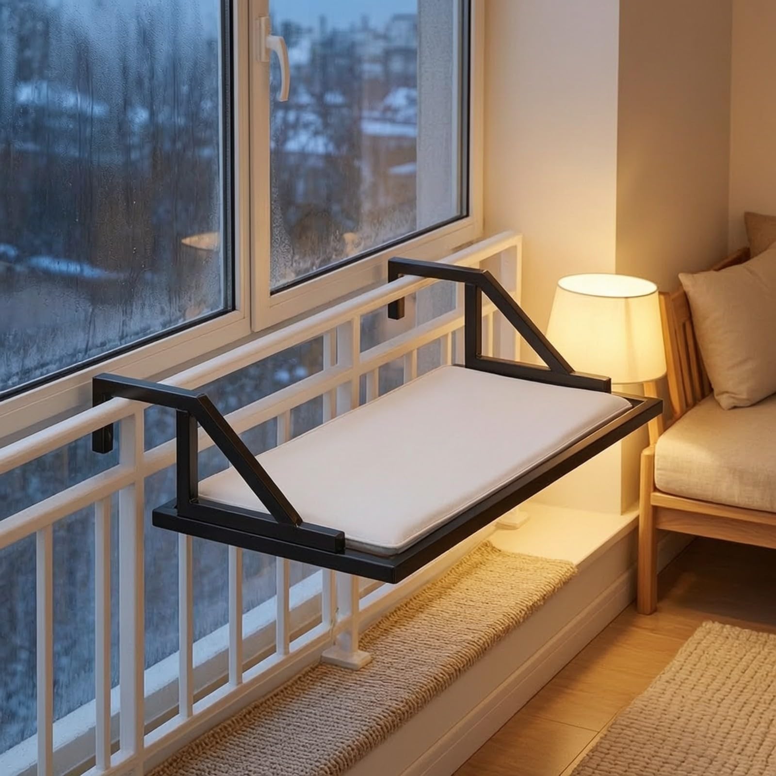 Milageto Amaca per Finestra per Traspirante | Senza Perforazione, Mensola da Finestra, Balcone, Appartamento, 100CM
