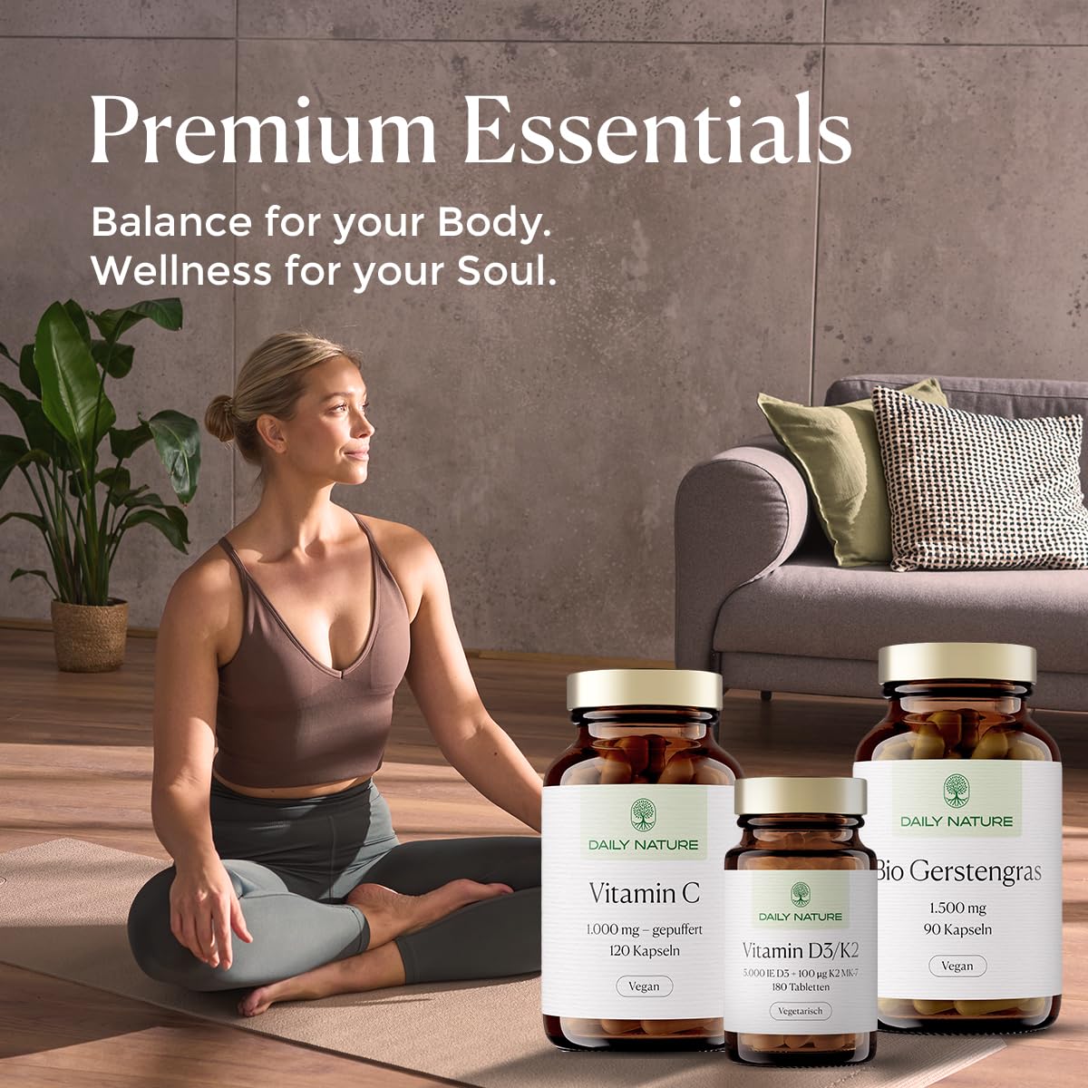 DAILY NATURE® Premium Hyaluronsäure I 60 Kapseln hochdosiert I 500 mg Natrium Hyaluronat pro Kapsel I 1.100 kDa I vegan & ohne unerwünschte Zusätze I gluten- & laktosefrei I hochwertige Inhaltsstoffe